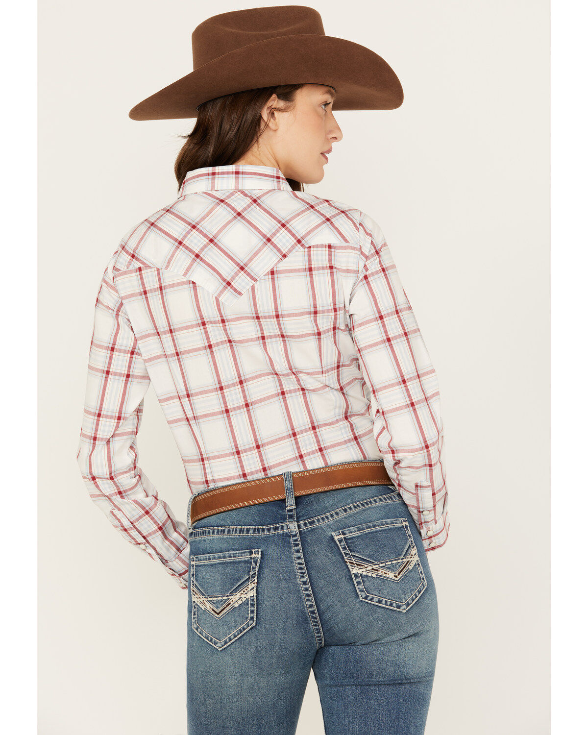 Wrangler Women's Plaid Print Long Sleeve Snap Western Shirt