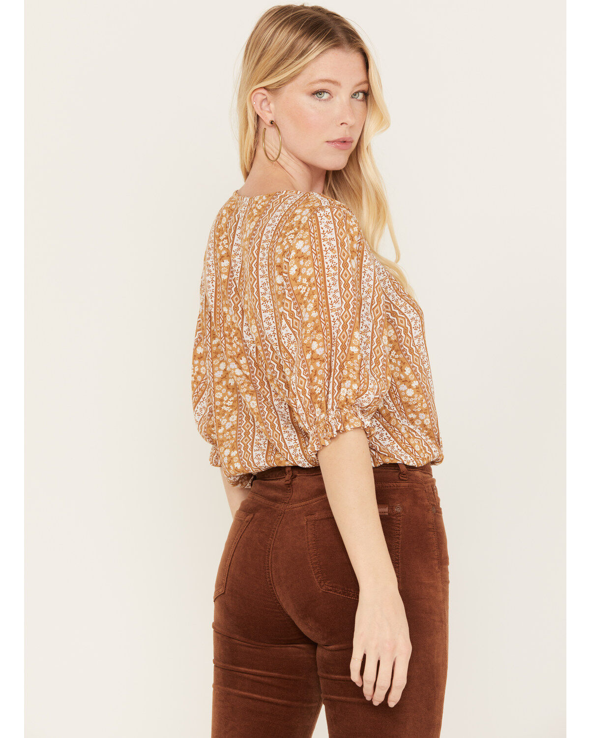 Wrangler Retro Women's Floral Striped Peasant Top