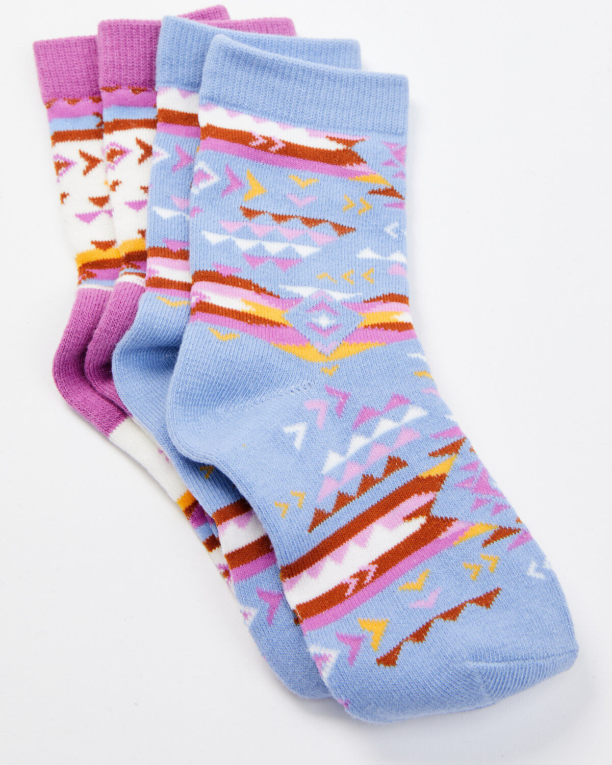 Shyanne Girls' Meadow Mauve Southwestern Print Crew Socks - 2 Pack