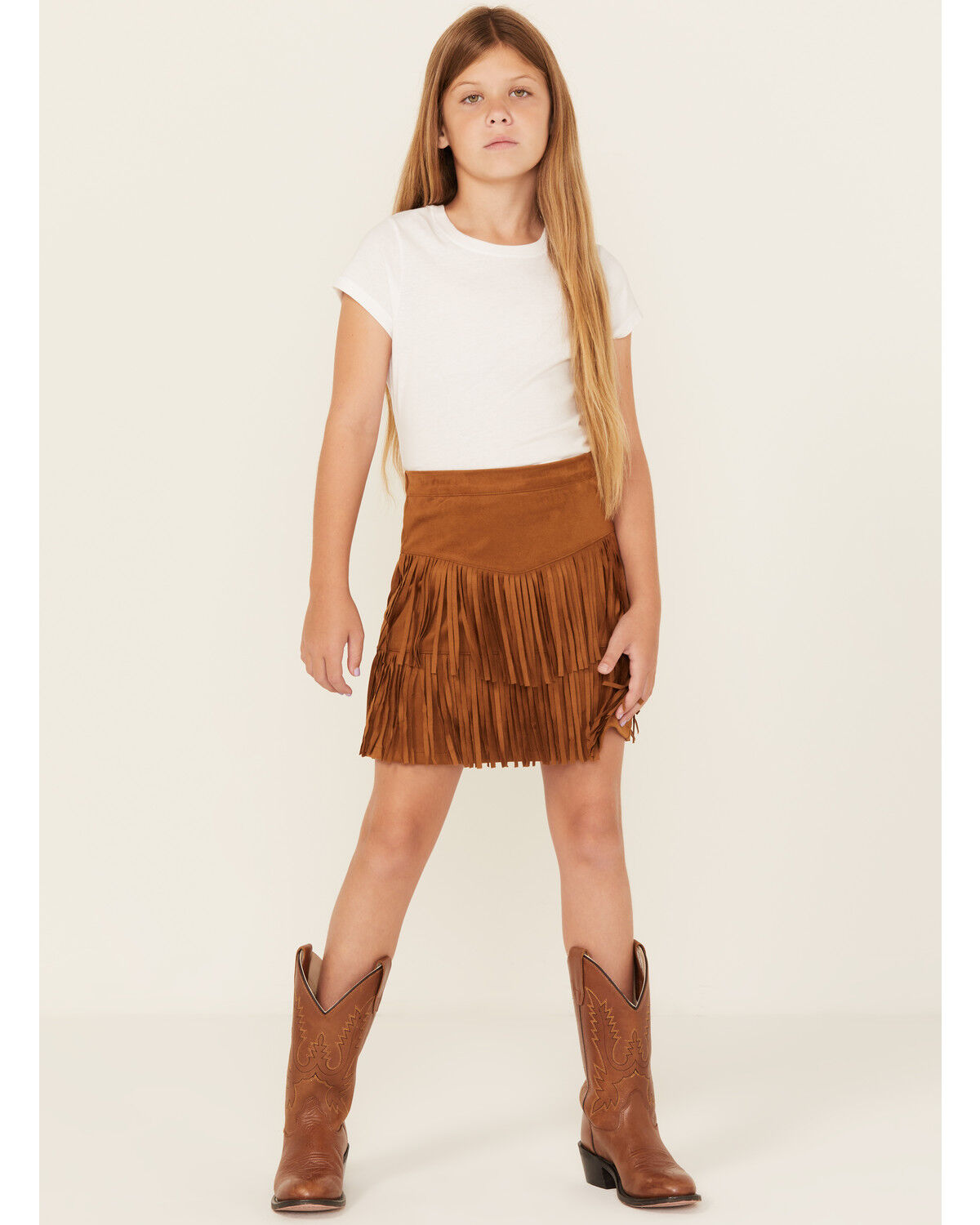 Shyanne Girls' Faux Suede Fringe Skirt