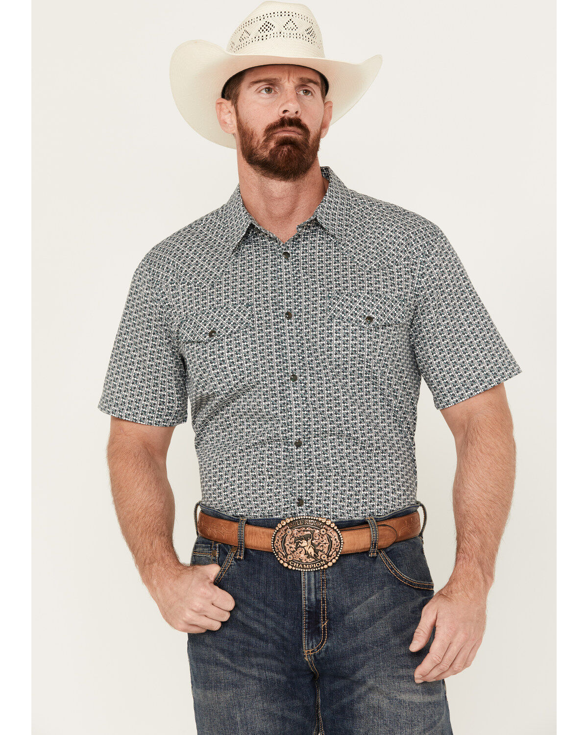 Gibson Trading Co. Men's Water Floral Print Short Sleeve Snap Western Shirt