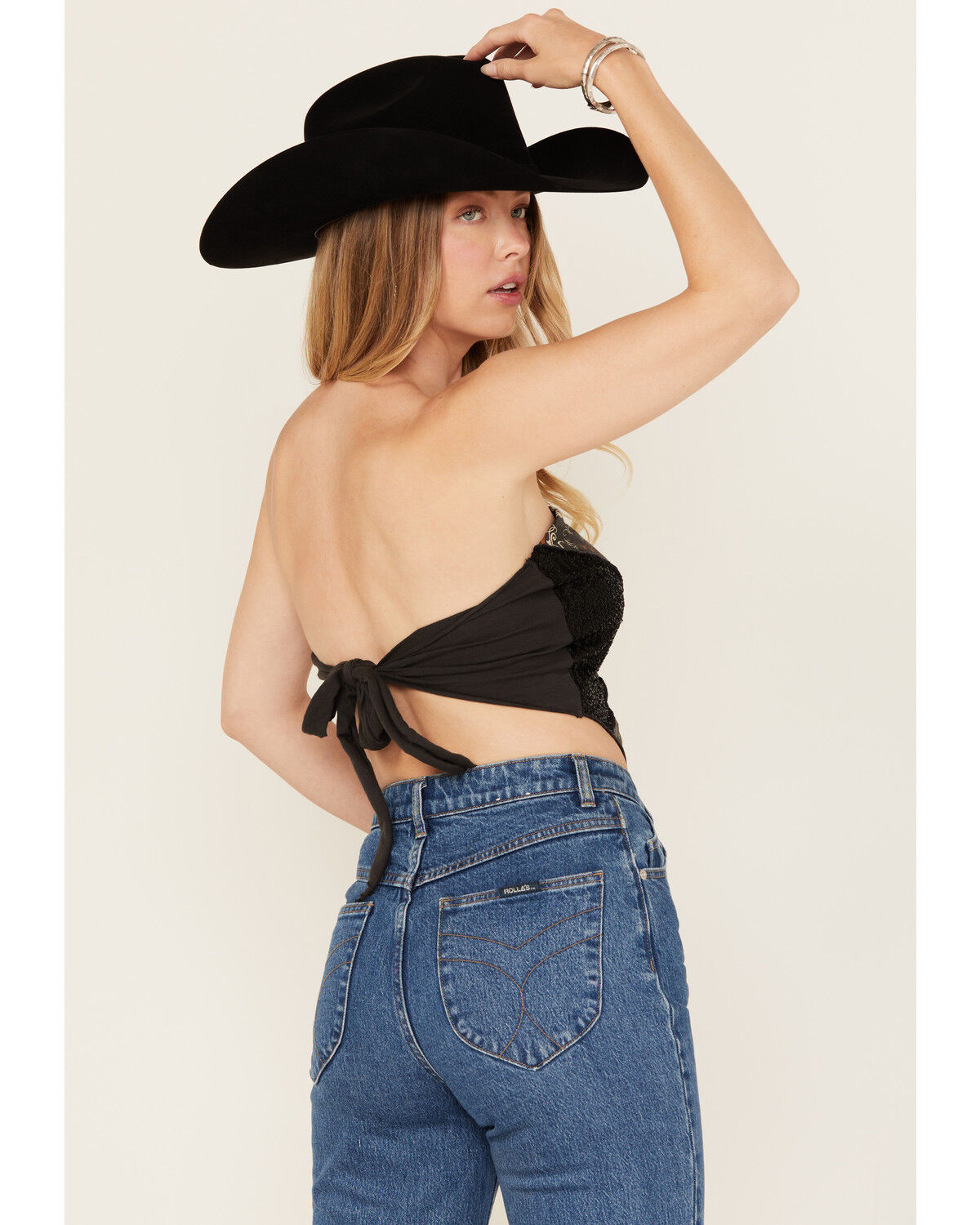 Originality Women's Strapless Tie-Back Graphic Bandana Crop Top