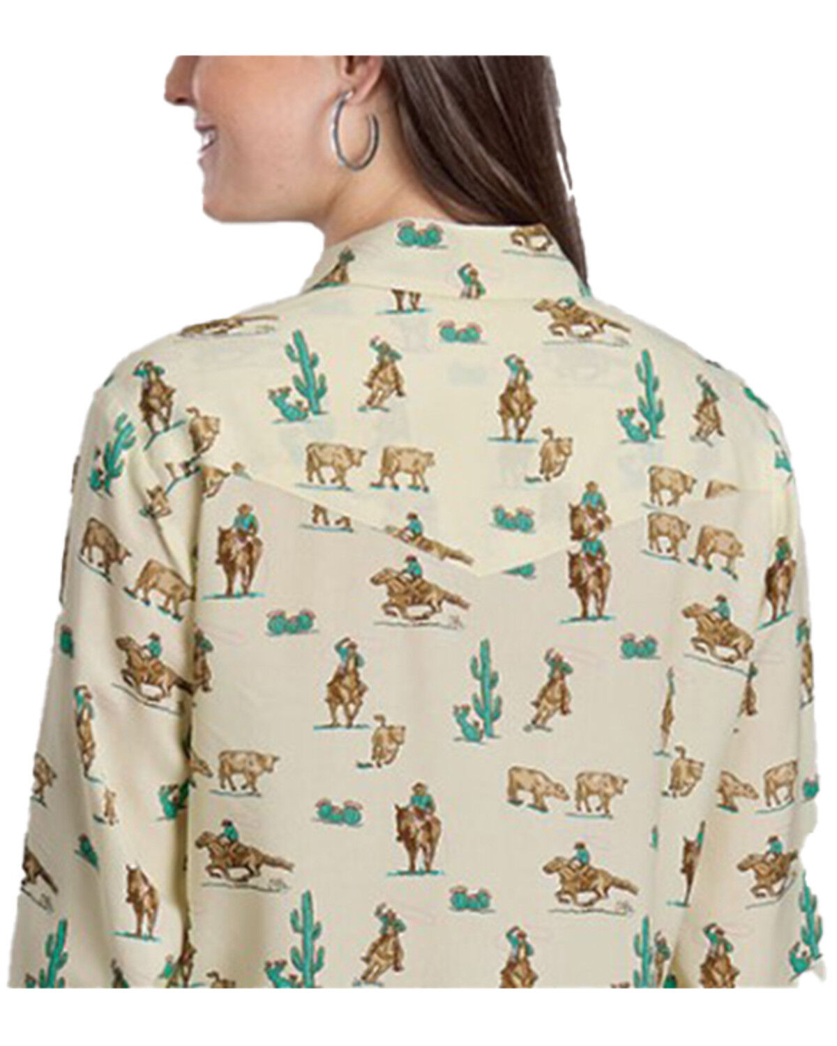 Roper Women's Spring III Horse Conversation Print Long Sleeve Snap Western Shirt
