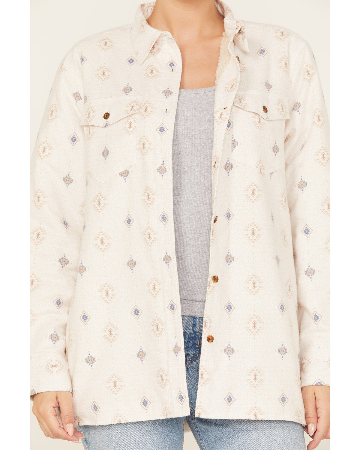 Ely Walker Women's Southwestern Print Sherpa Lined Flannel