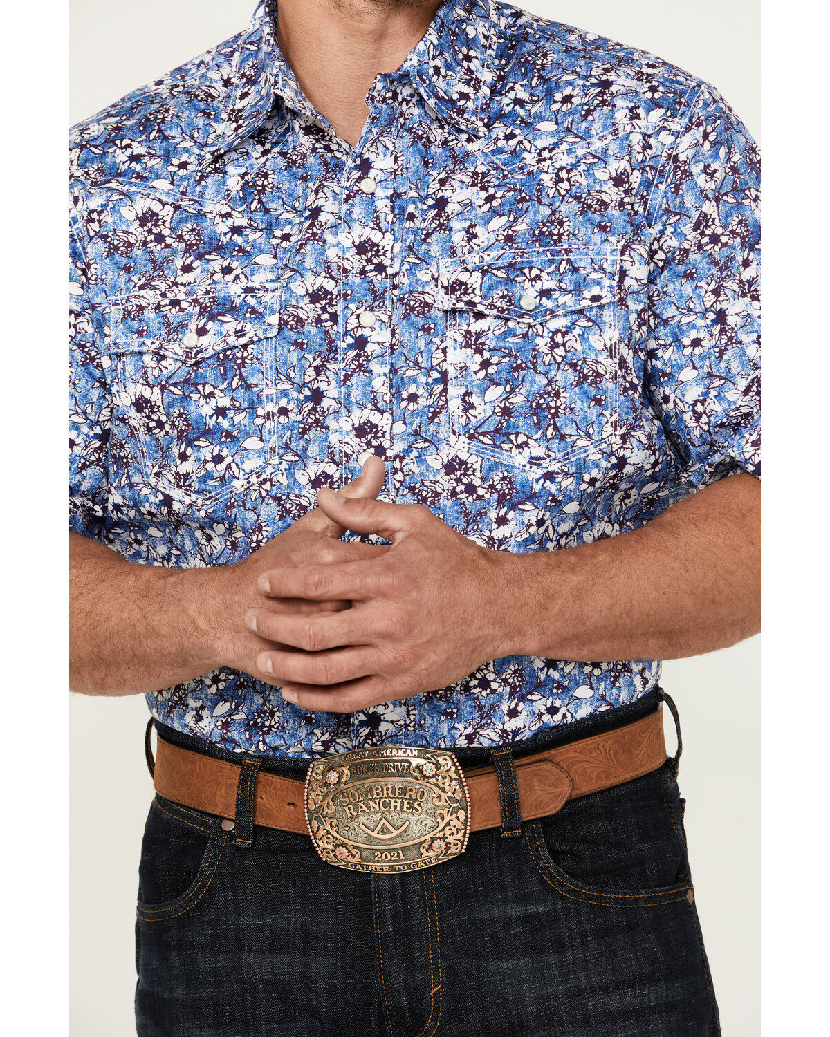 Wrangler 20X Men's Advanced Comfort Floral Print Short Sleeve Snap Western Shirt