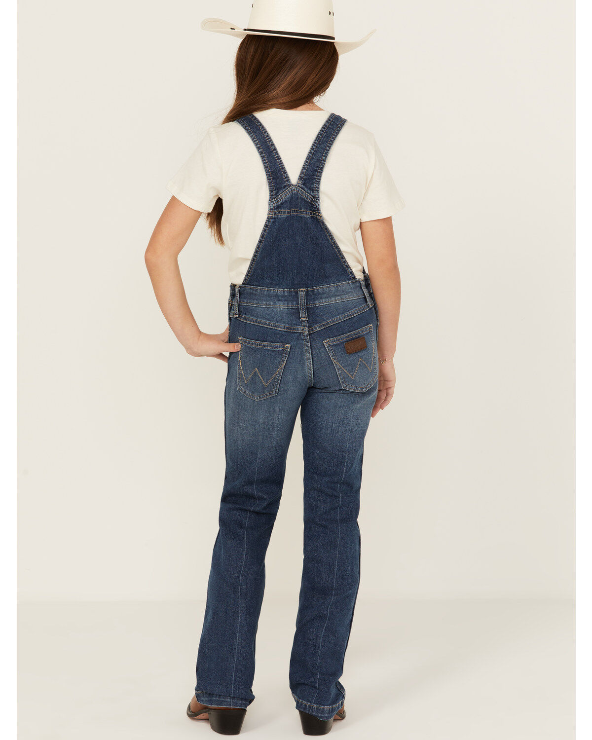 Wrangler Girls' Tegan Medium Wash Denim Overalls