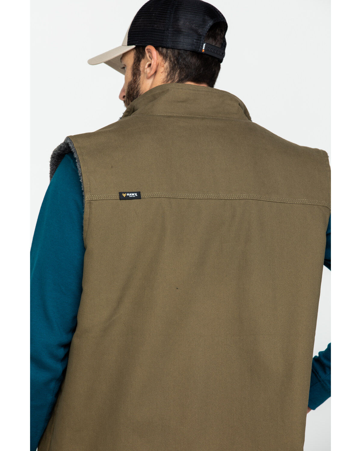 Hawx Men's Olive Canvas Sherpa Lined Work Vest