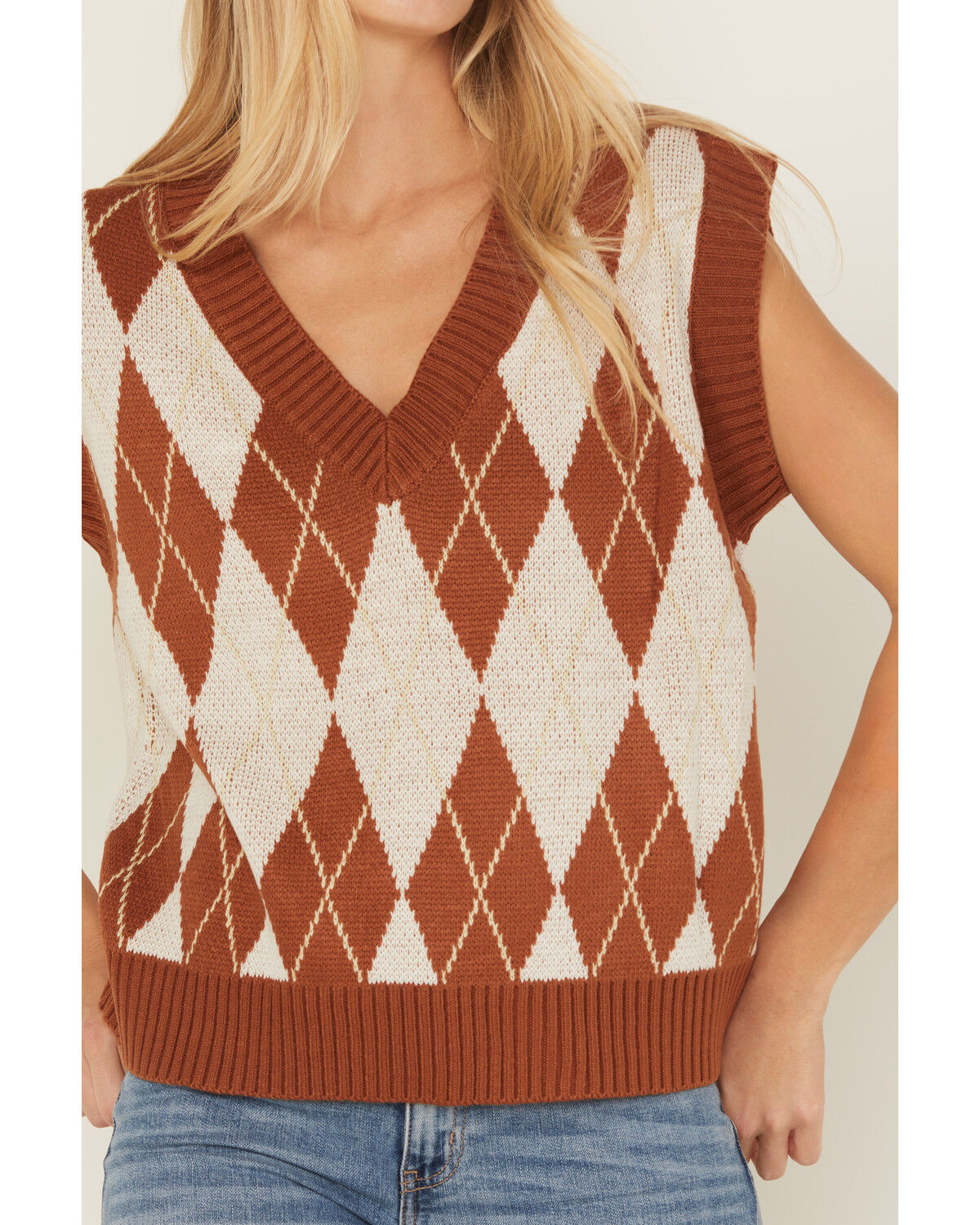 Sadie & Sage Women's Argyle Print Sweater Vest