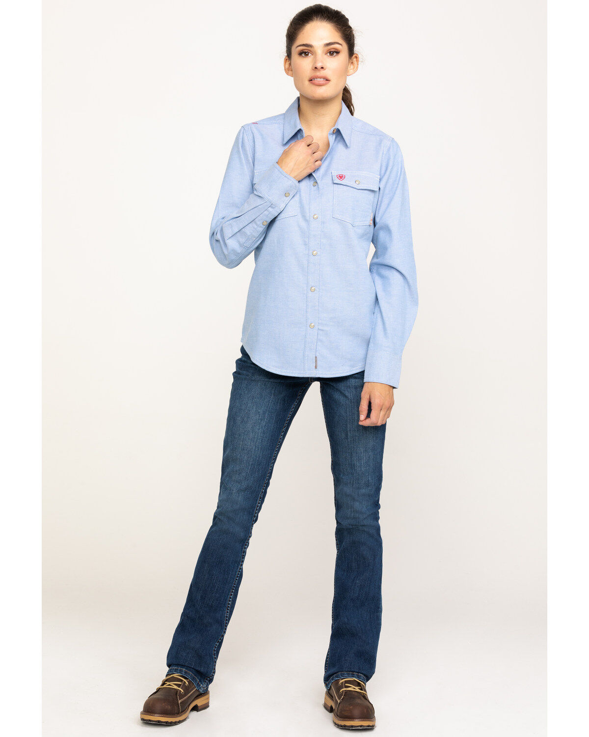 Ariat Women's FR Solid DuraStretch Long Sleeve Snap Work Shirt