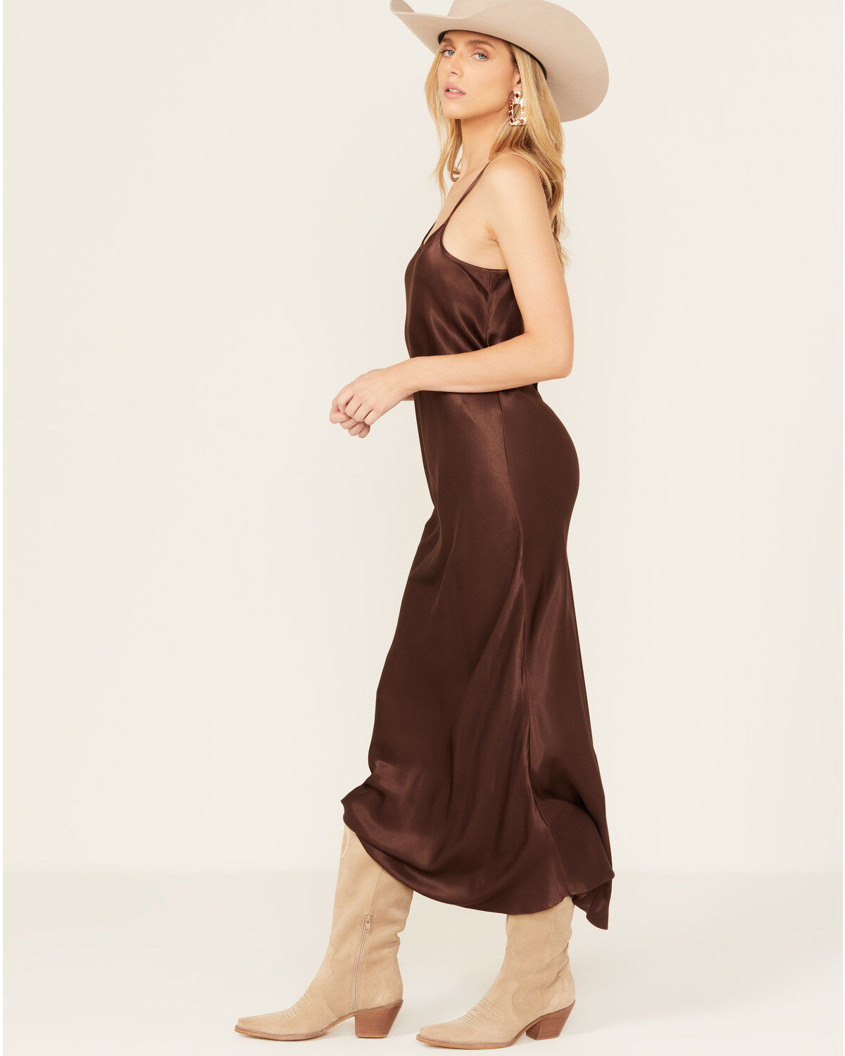 Shyanne Women's Satin Back Crepe Cami Midi Dress