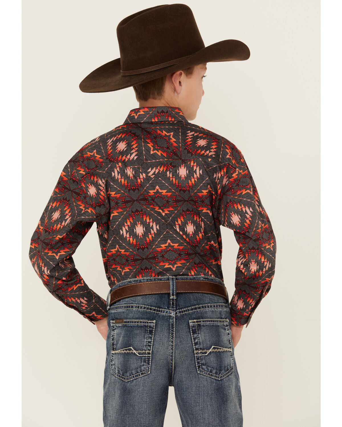 Panhandle Boys' Southwestern Print Long Sleeve Snap Western Shirt