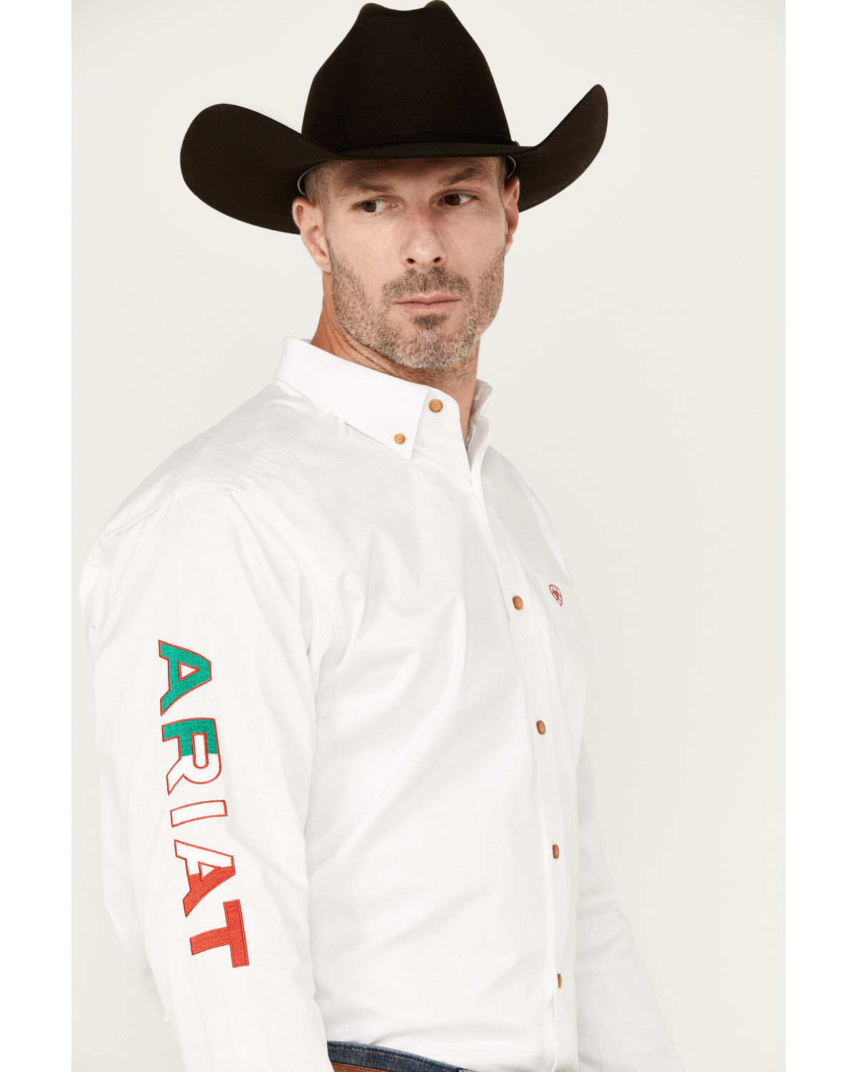 Ariat Men's Team Mexico Logo Twill Classic Fit Long Sleeve Button-Down Western Shirt