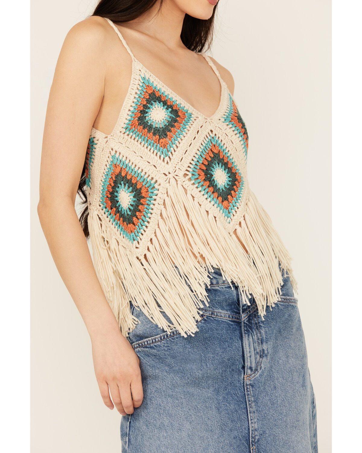 Rock & Roll Denim Women's Crochet Fringe Tank