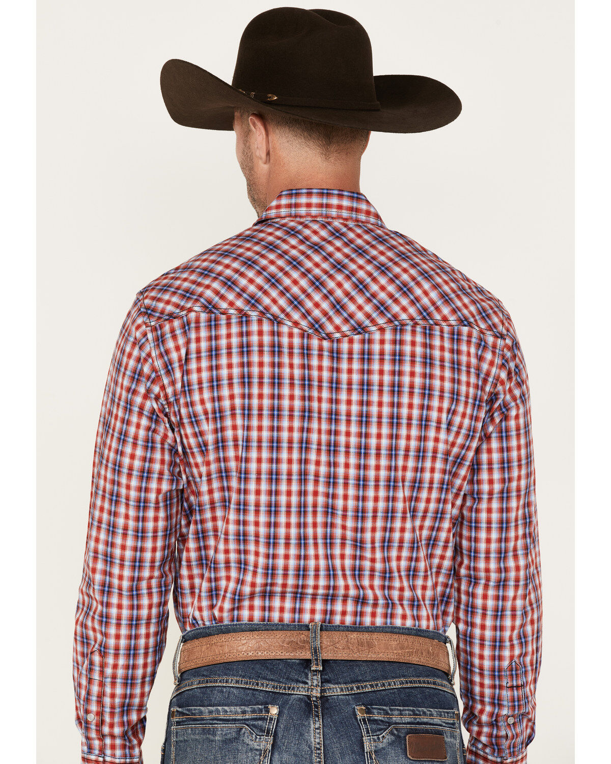 Wrangler 20X Men's Plaid Print Competition Advanced Comfort Long Sleeve Pearl Snap Western Shirt