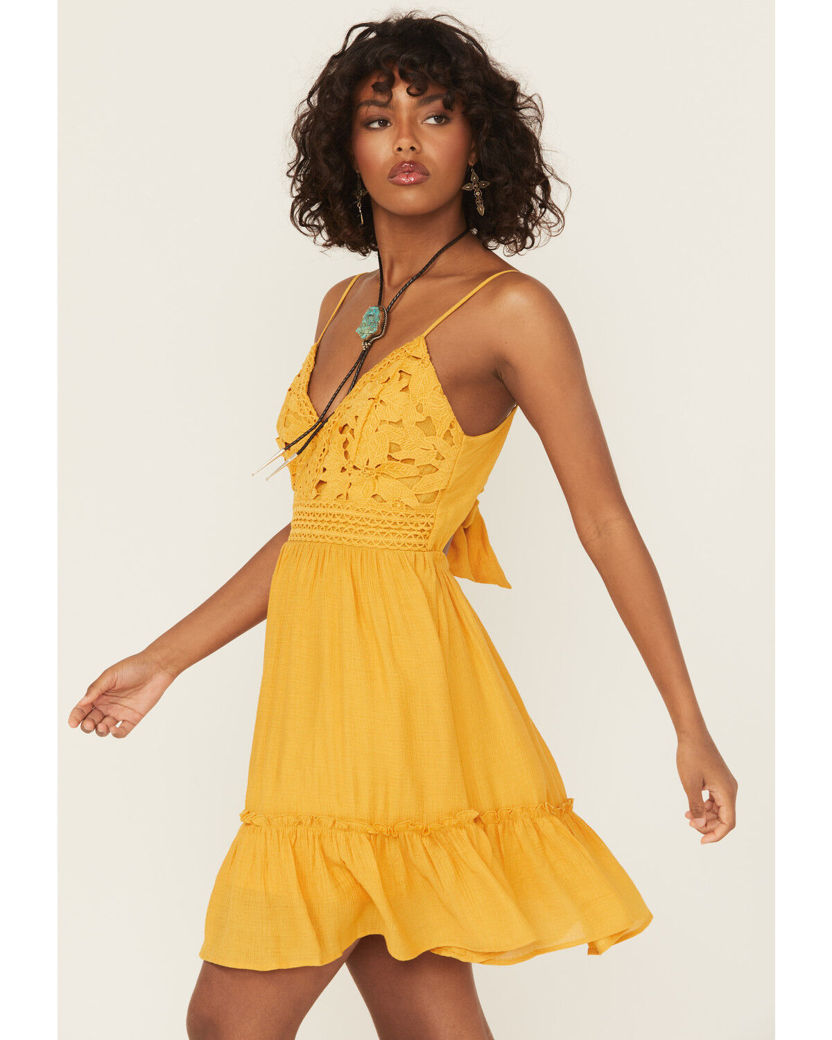 Shyanne Women's Bustier Tie Back Lace Mini Dress