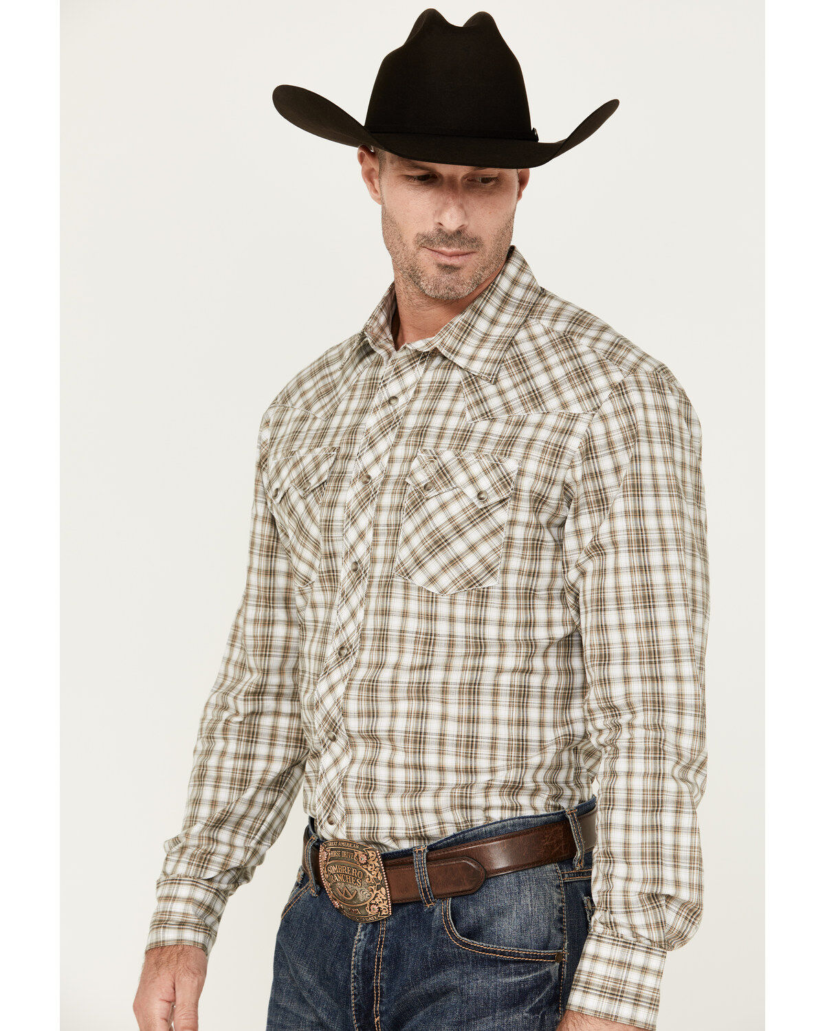 Wrangler Retro Men's Plaid Print Long Sleeve Snap Western Shirt