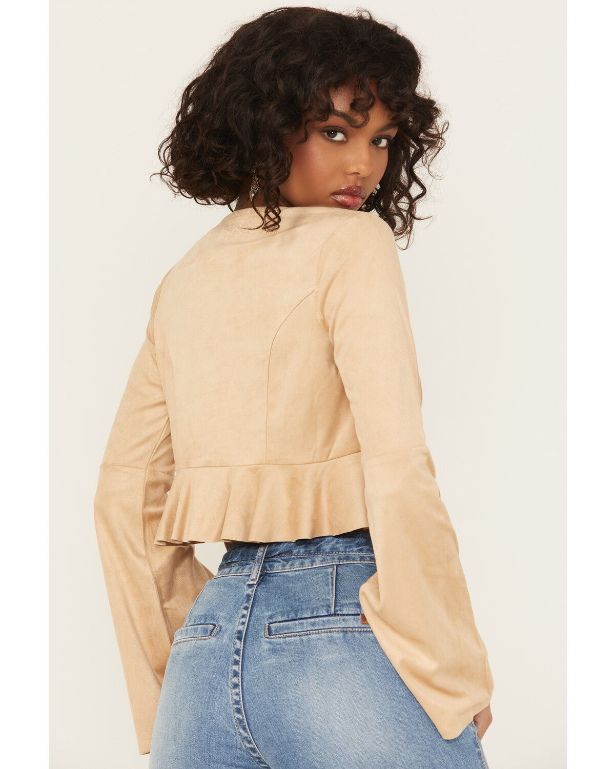 Shyanne Women's Bolero Faux Suede Long Sleeve Shirt