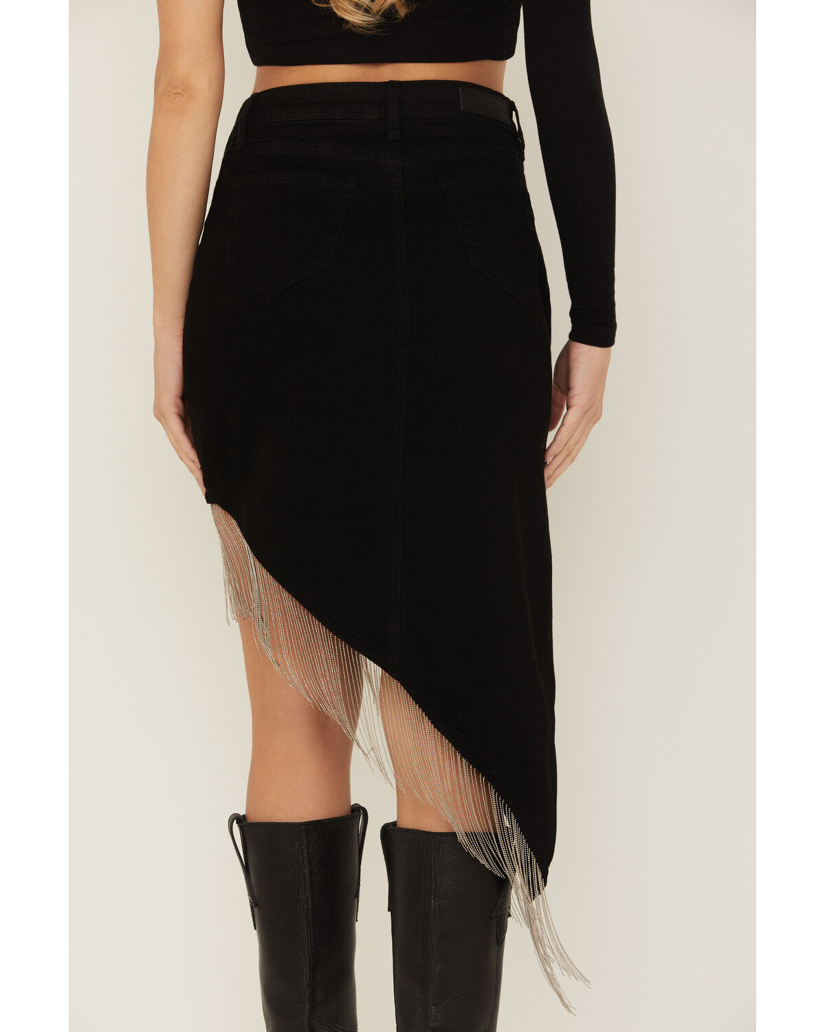 Rock & Roll Denim Women's Rhinestone Fringe Mini Skirt