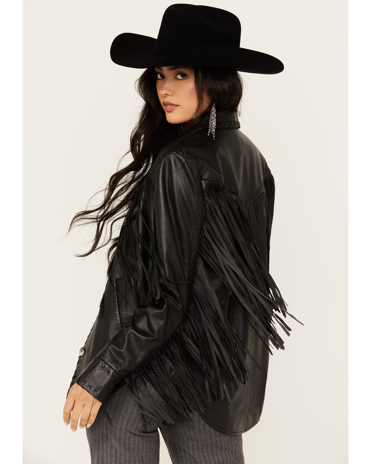 Idyllwind Women's Amburn Leather Fringe Shacket