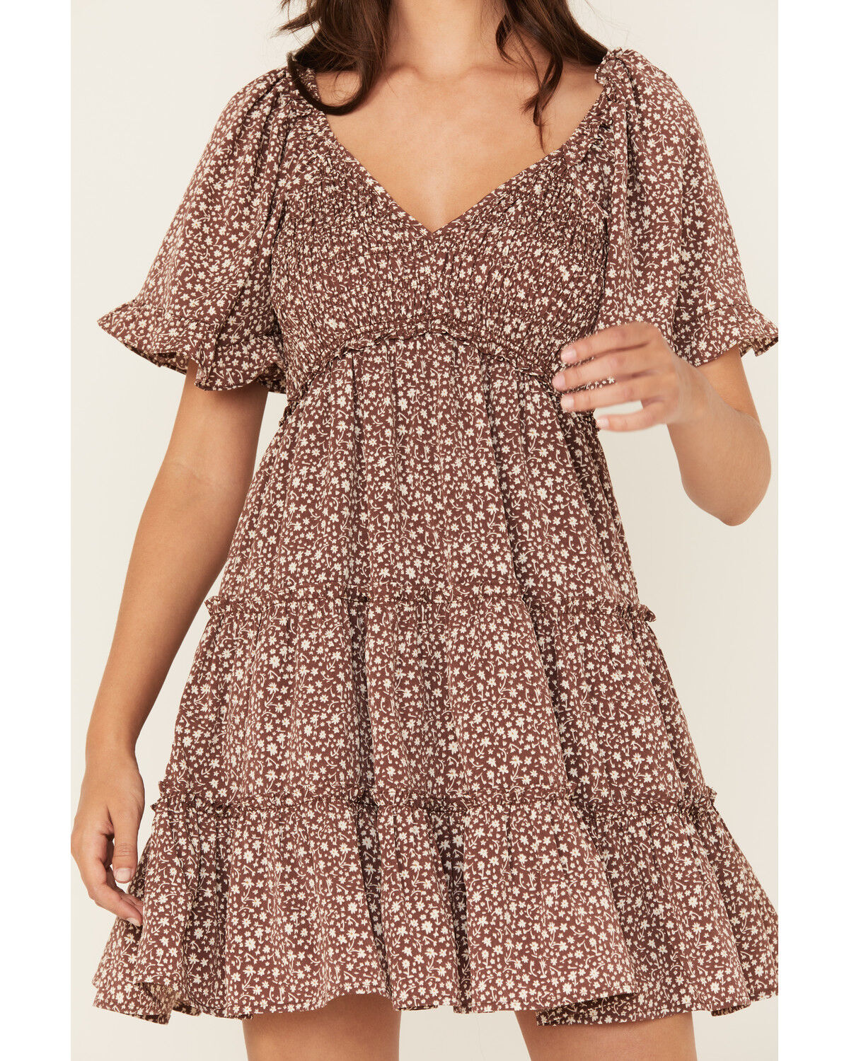 Yura Women's Floral Print Short Sleeve Mini Dress