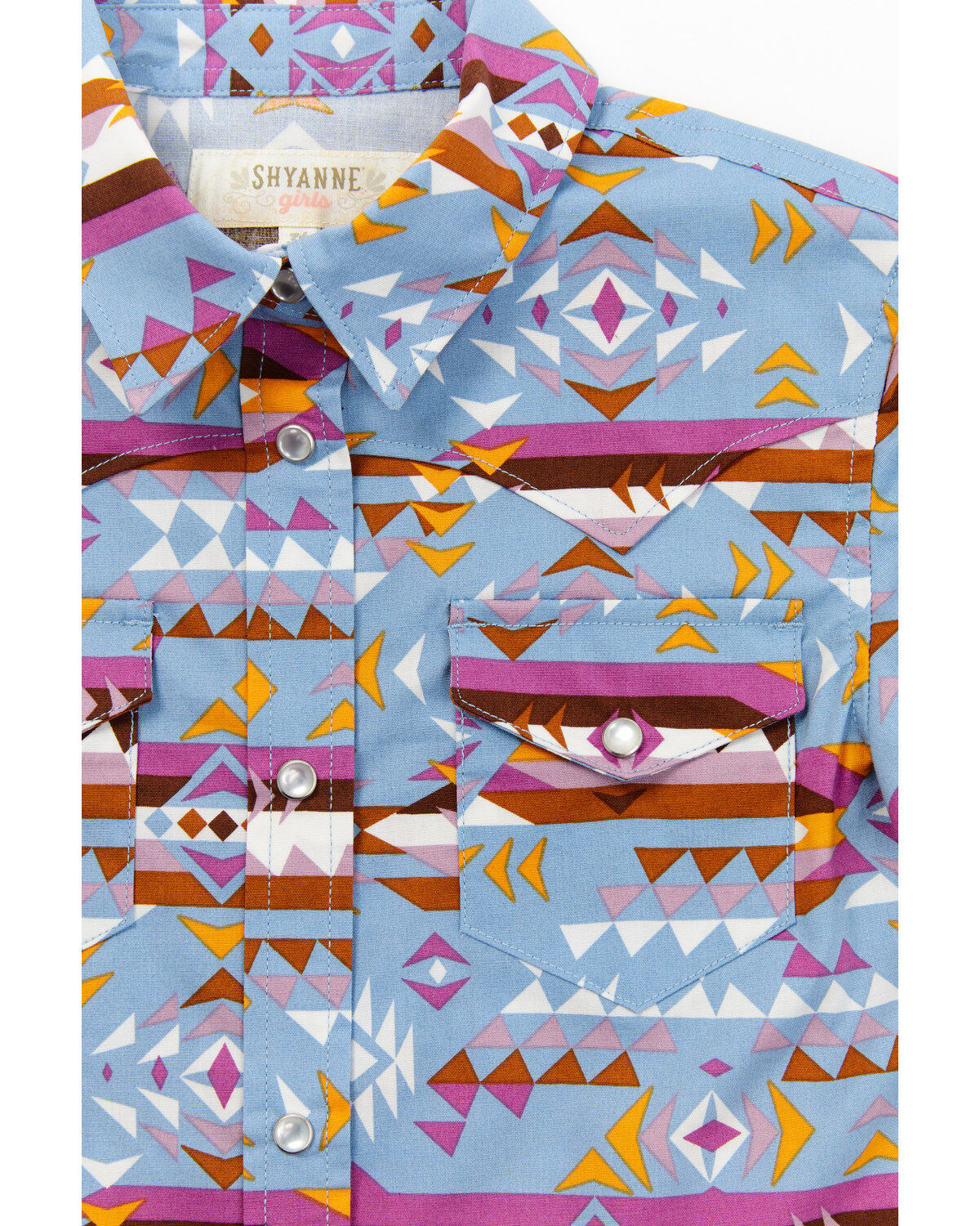 Shyanne Toddler Girls' Southwestern Print Short Sleeve Pearl Snap Western Shirt