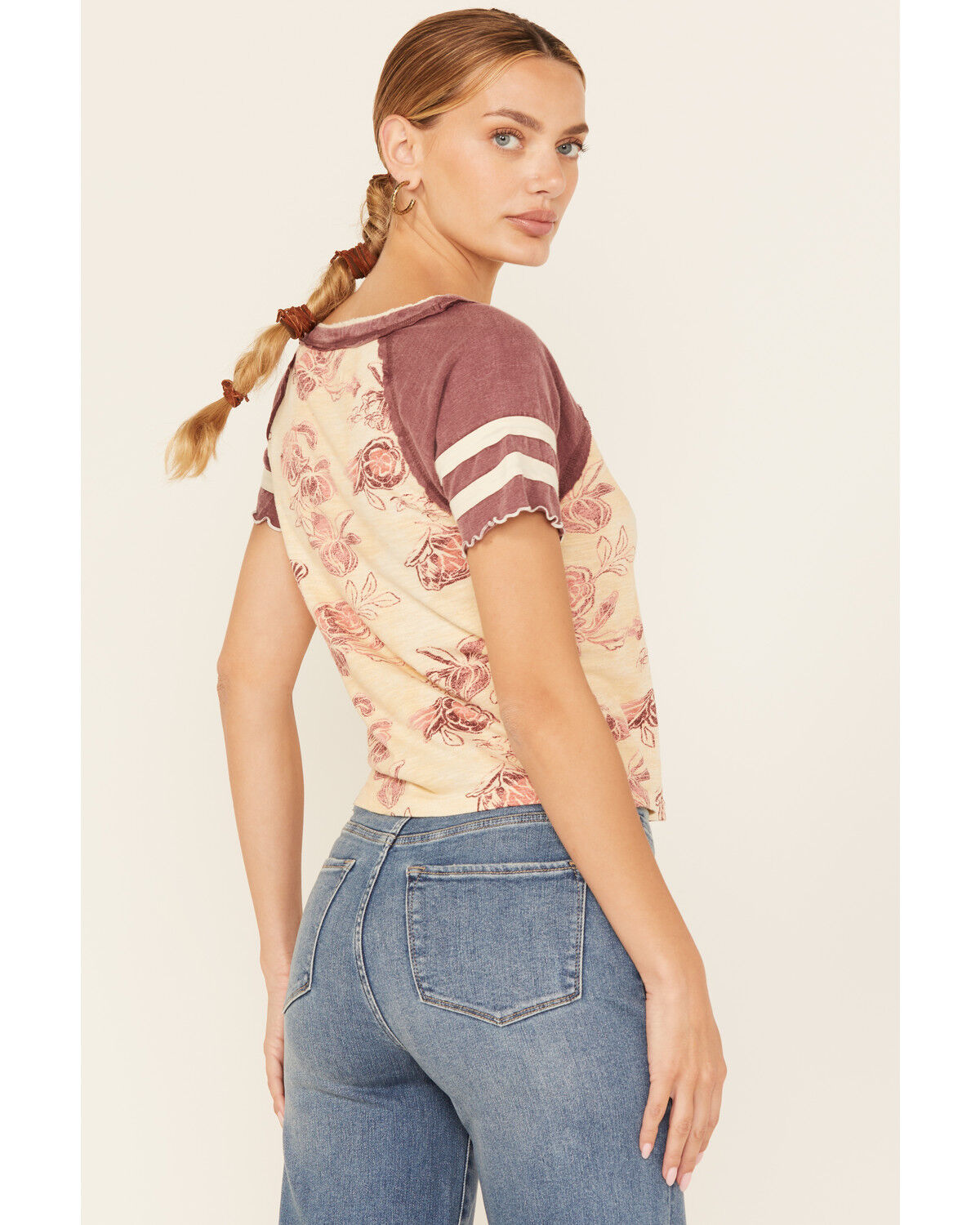 Free People Women's Wish You Were Here Floral Print Short Sleeve Tee