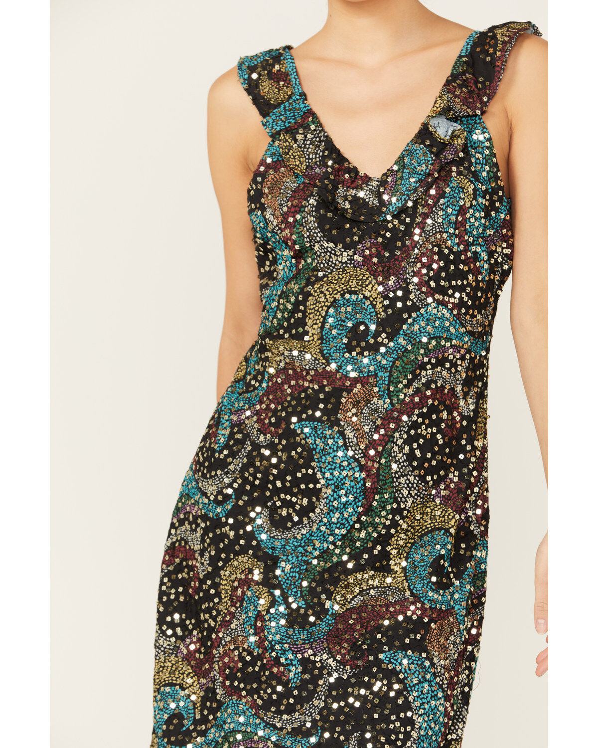 Rock & Roll Denim Women's Sequins Print Slip Mini Dress