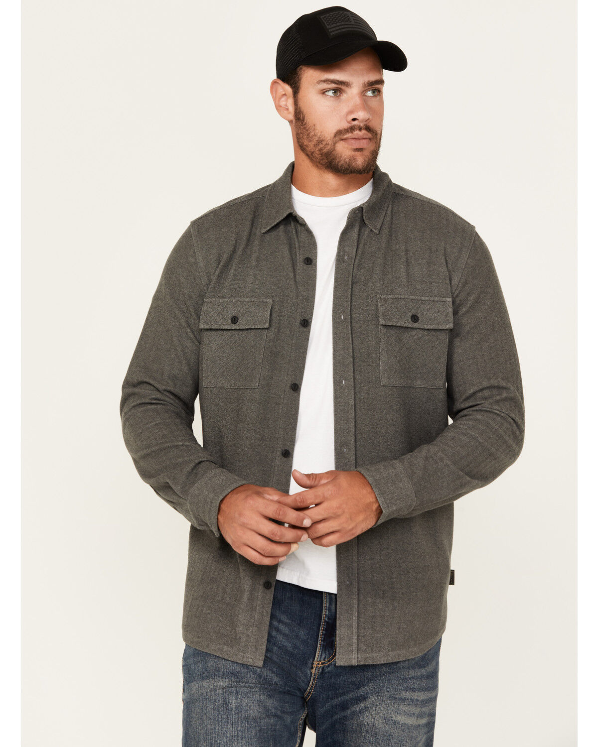 Brothers and Sons Men's Kelcy Herringbone Long Sleeve Button-Down Western Shirt