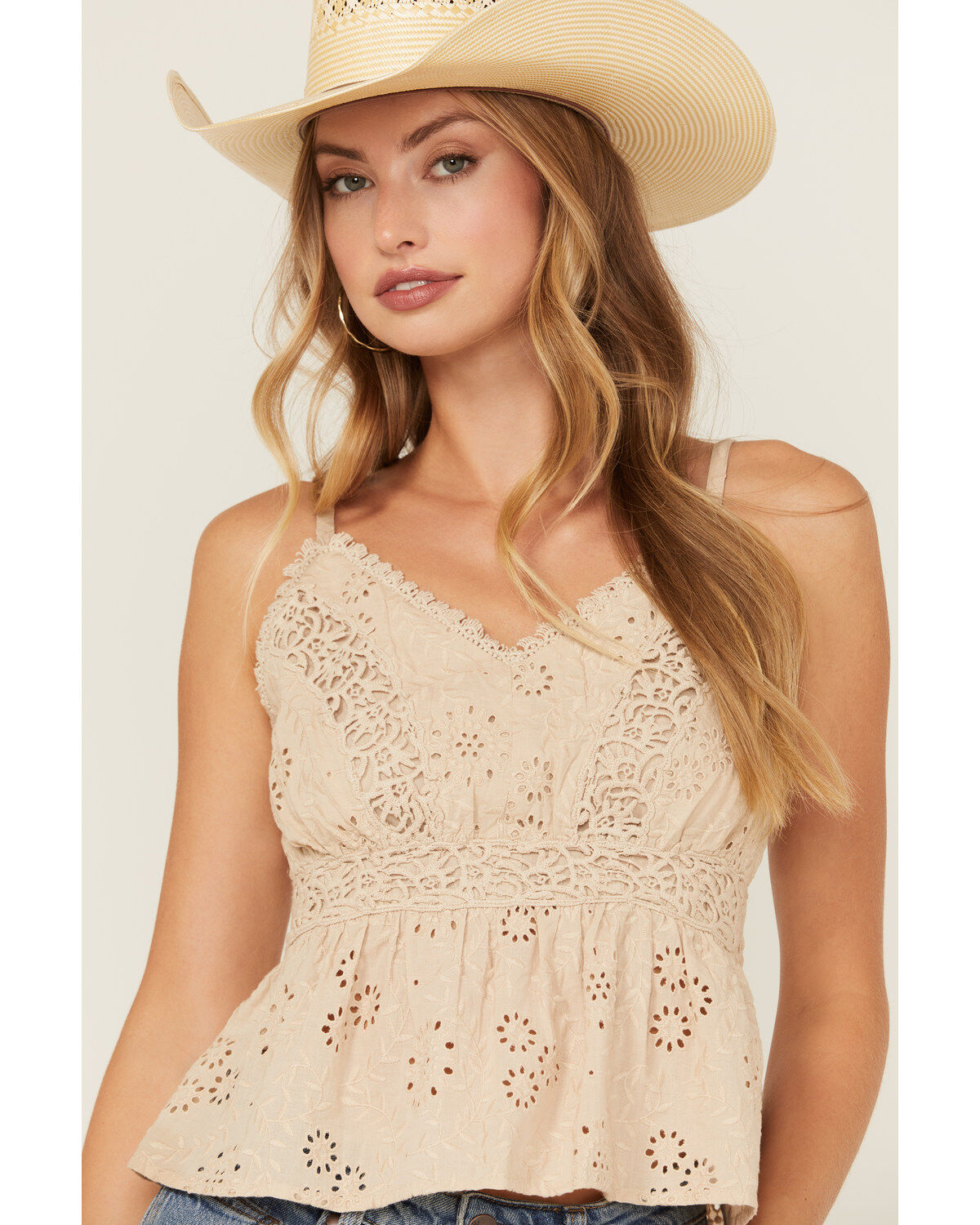 Shyanne Women's Smocked Back Eyelet Cami