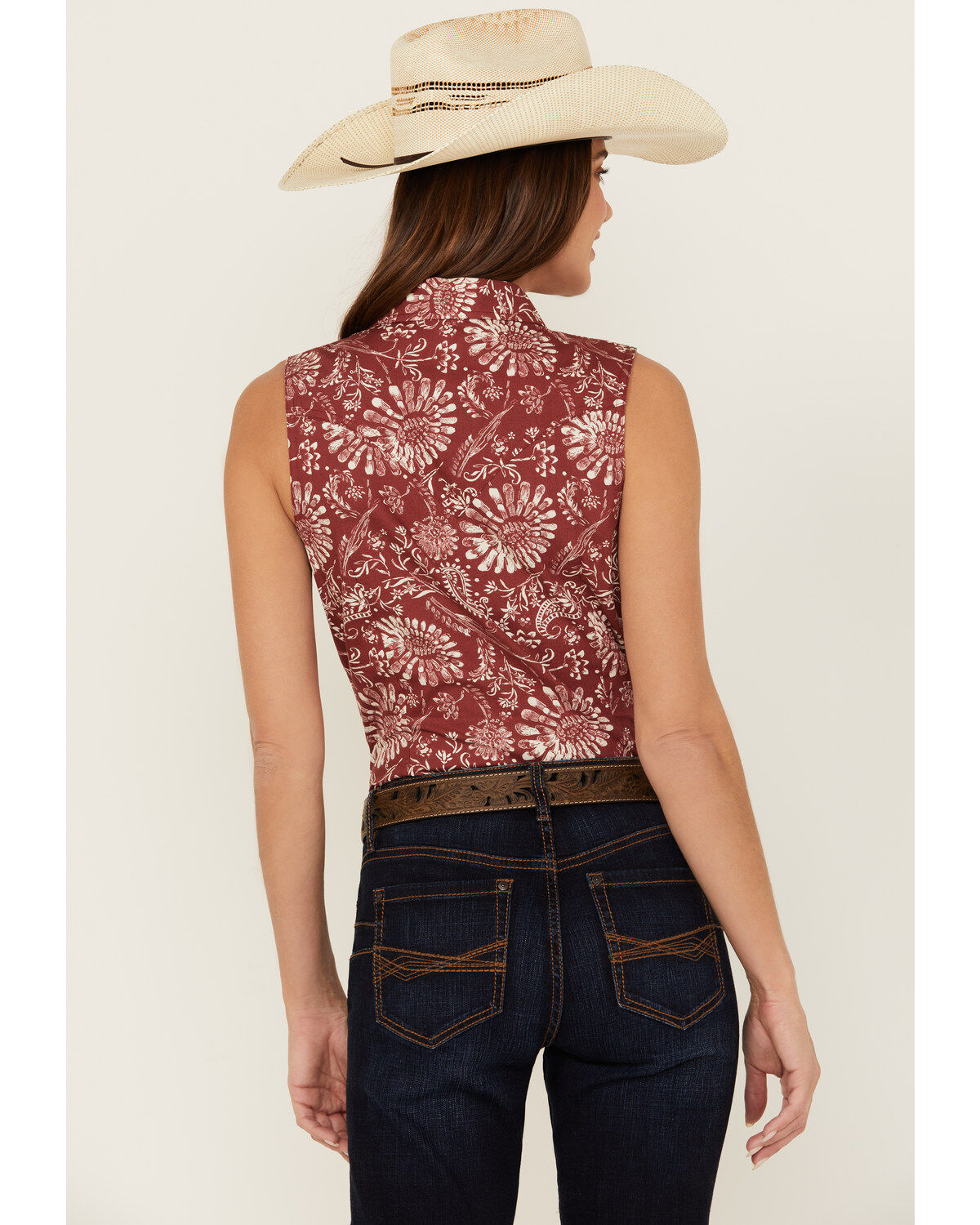 Wrangler Retro Women's Paisley Print Sleeveless Pearl Snap Western Shirt