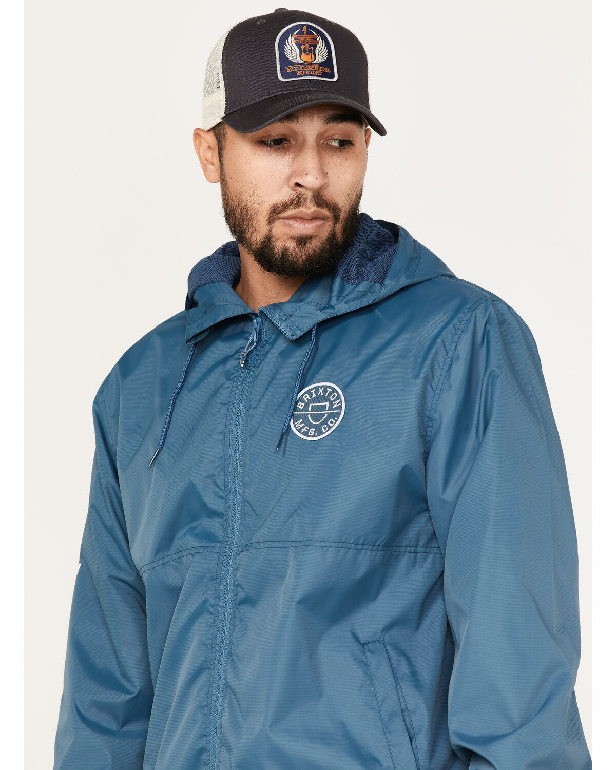 Brixton Men's Claxton Crest Logo Graphic Hooded Zip Jacket
