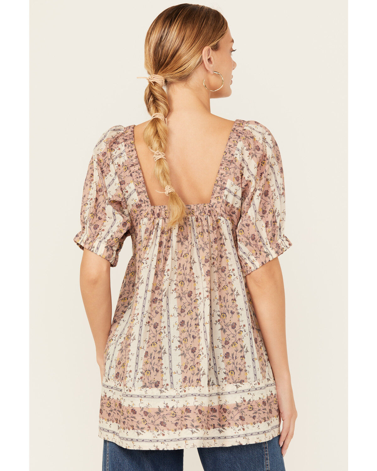 Free People Women's Vintage Lover Floral Print Short Sleeve Blouse