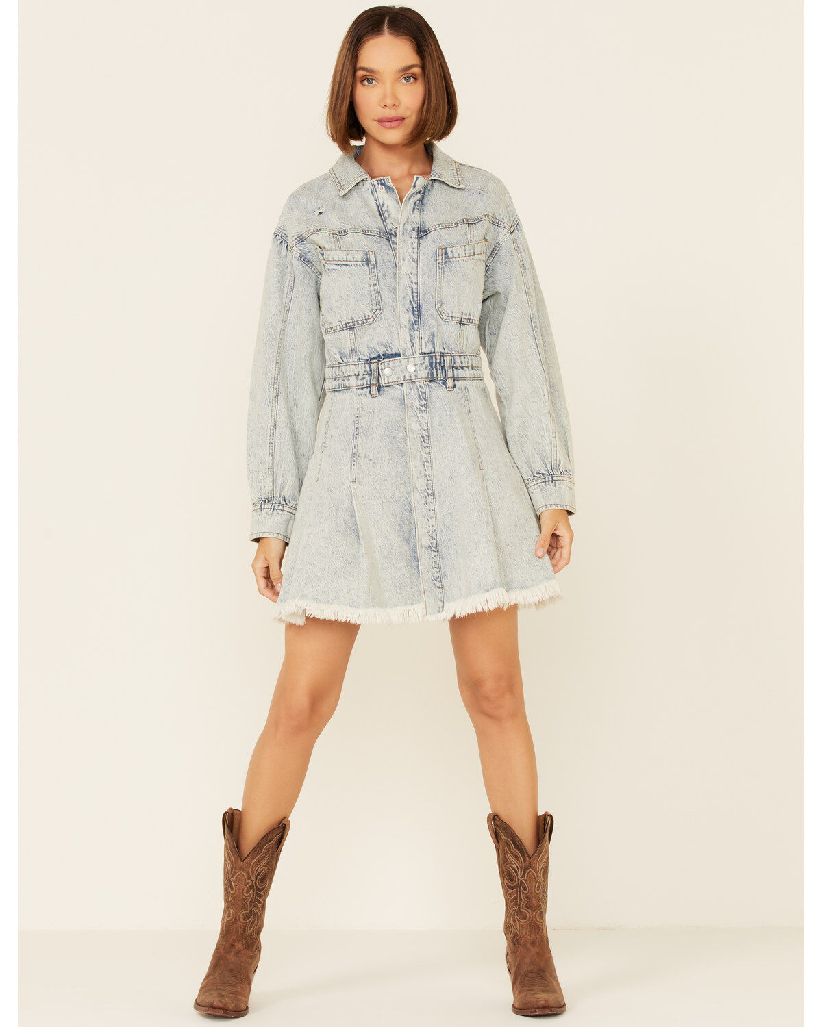 Free People Women's Chain of Command Denim Mini Dress