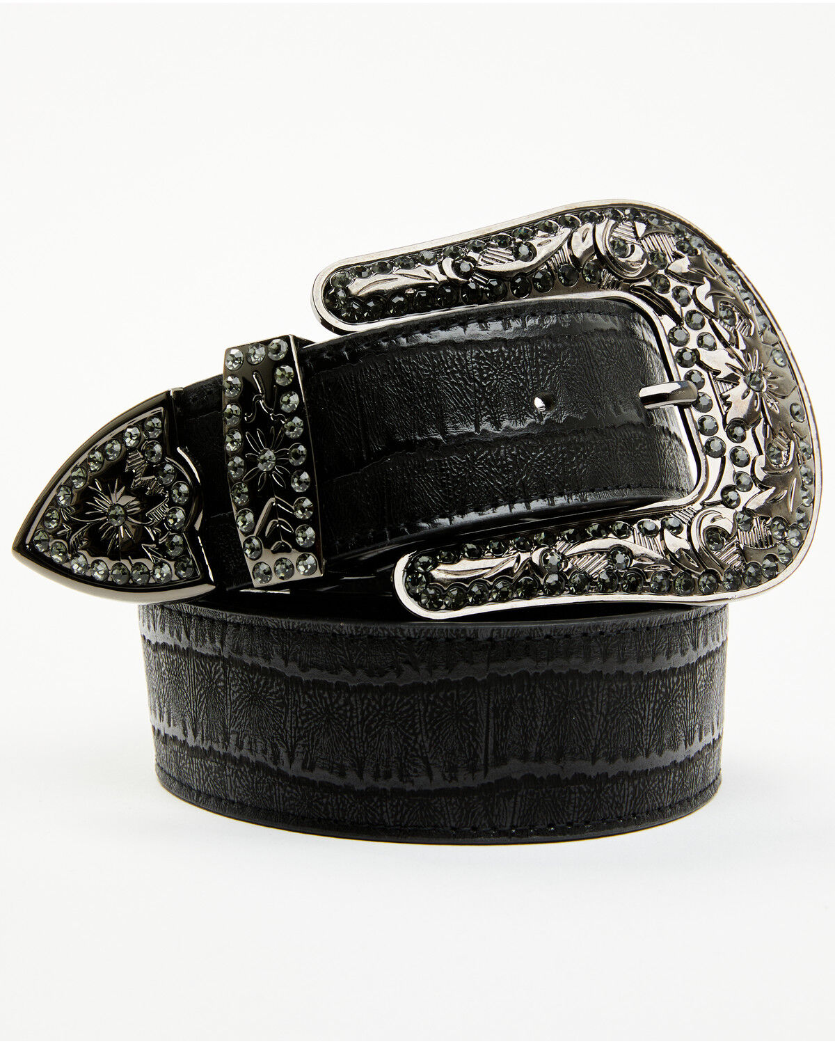 Shyanne Women's Piper Crocodile Embossed Rhinestone Buckle Belt