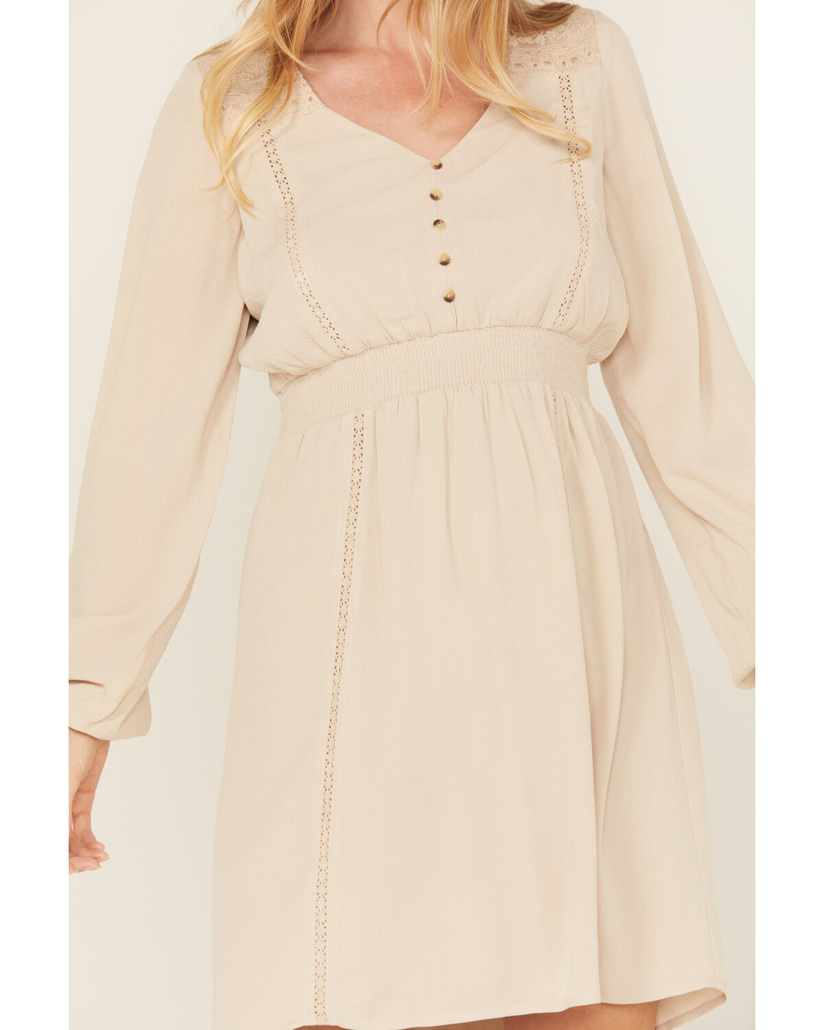 Shyanne Women's Lace Long Sleeve Button-Down Mini Dress