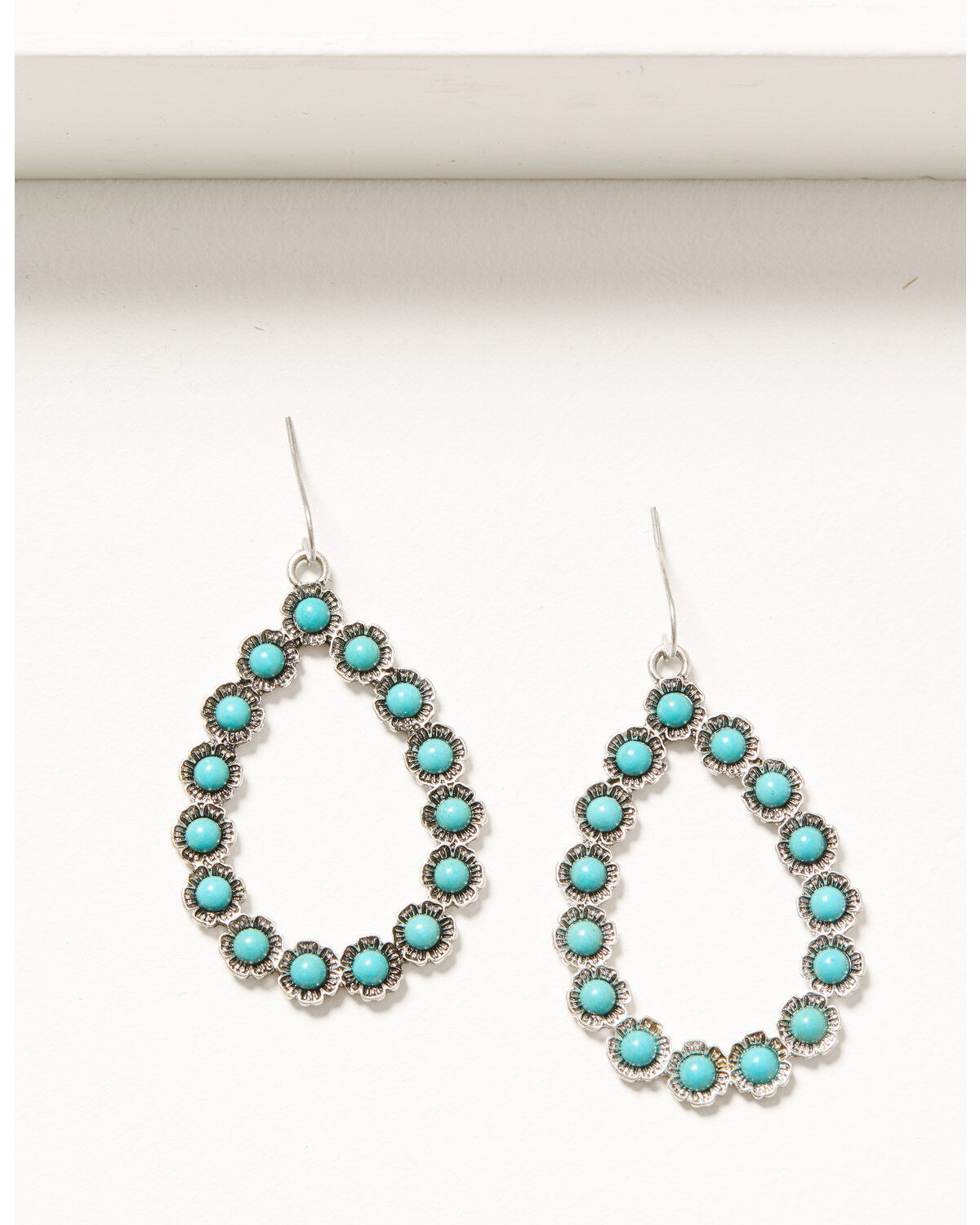 Shyanne Women's Silver Floral & Turquoise Beaded Dangle Earrings