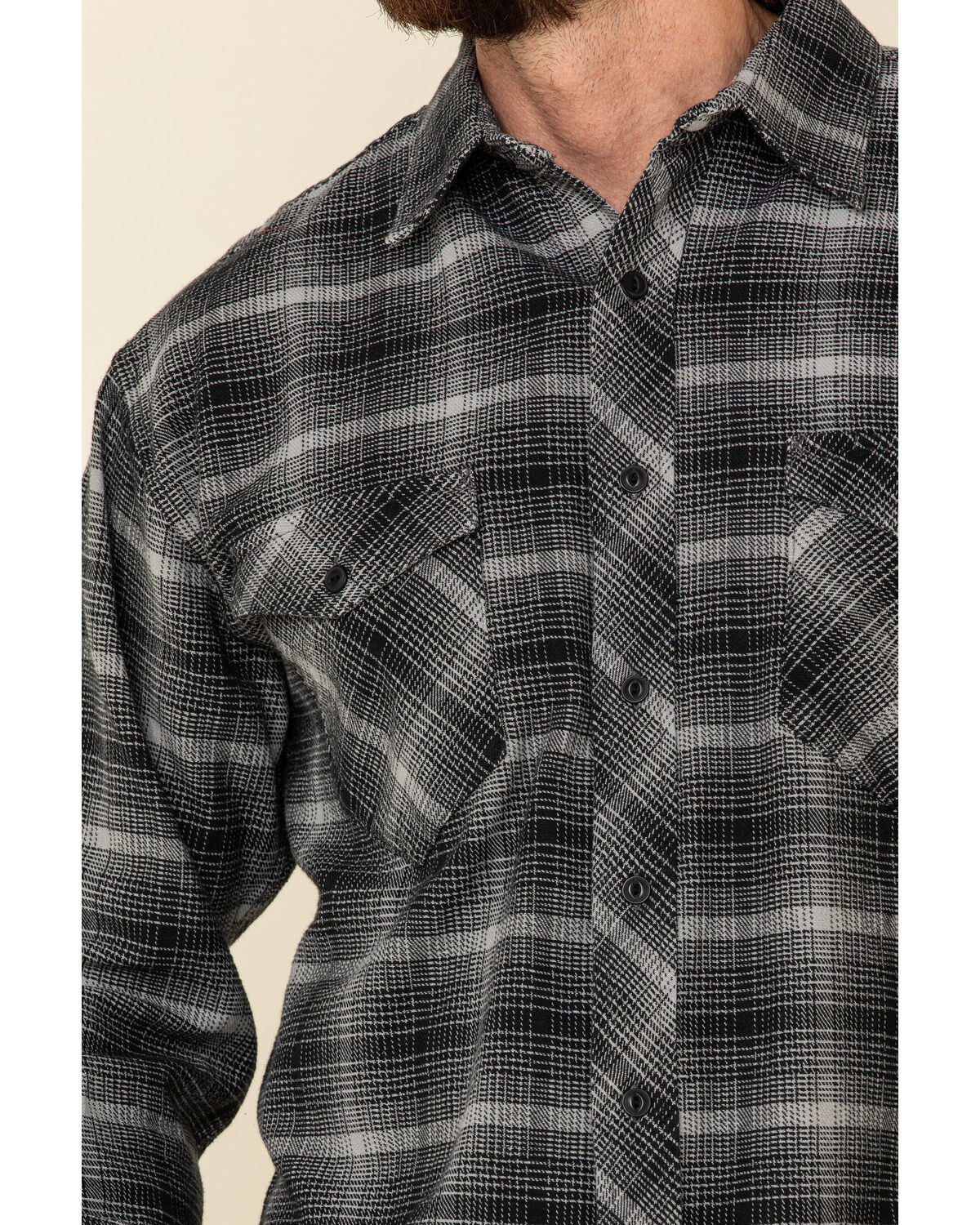 Resistol Men's Gray Simcoe Ombre Plaid Long Sleeve Western Shirt