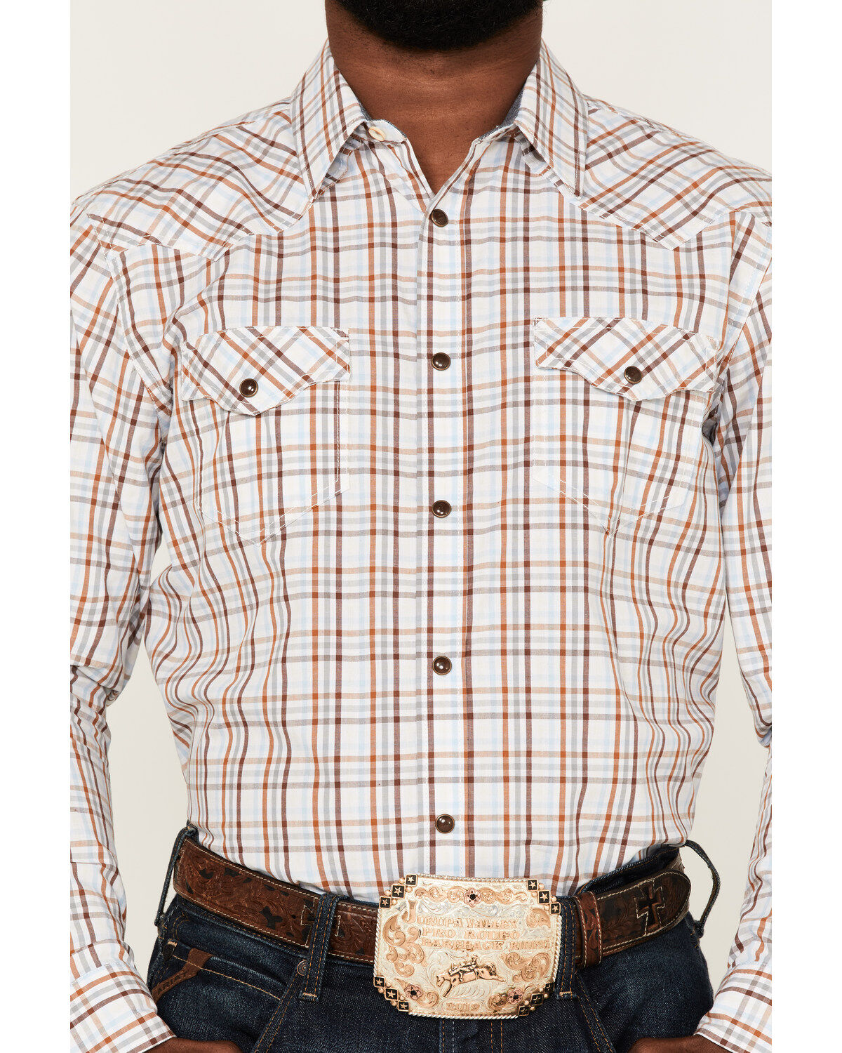 Cody James Men's Fortune Plaid Print Long Sleeve Snap Western Shirt