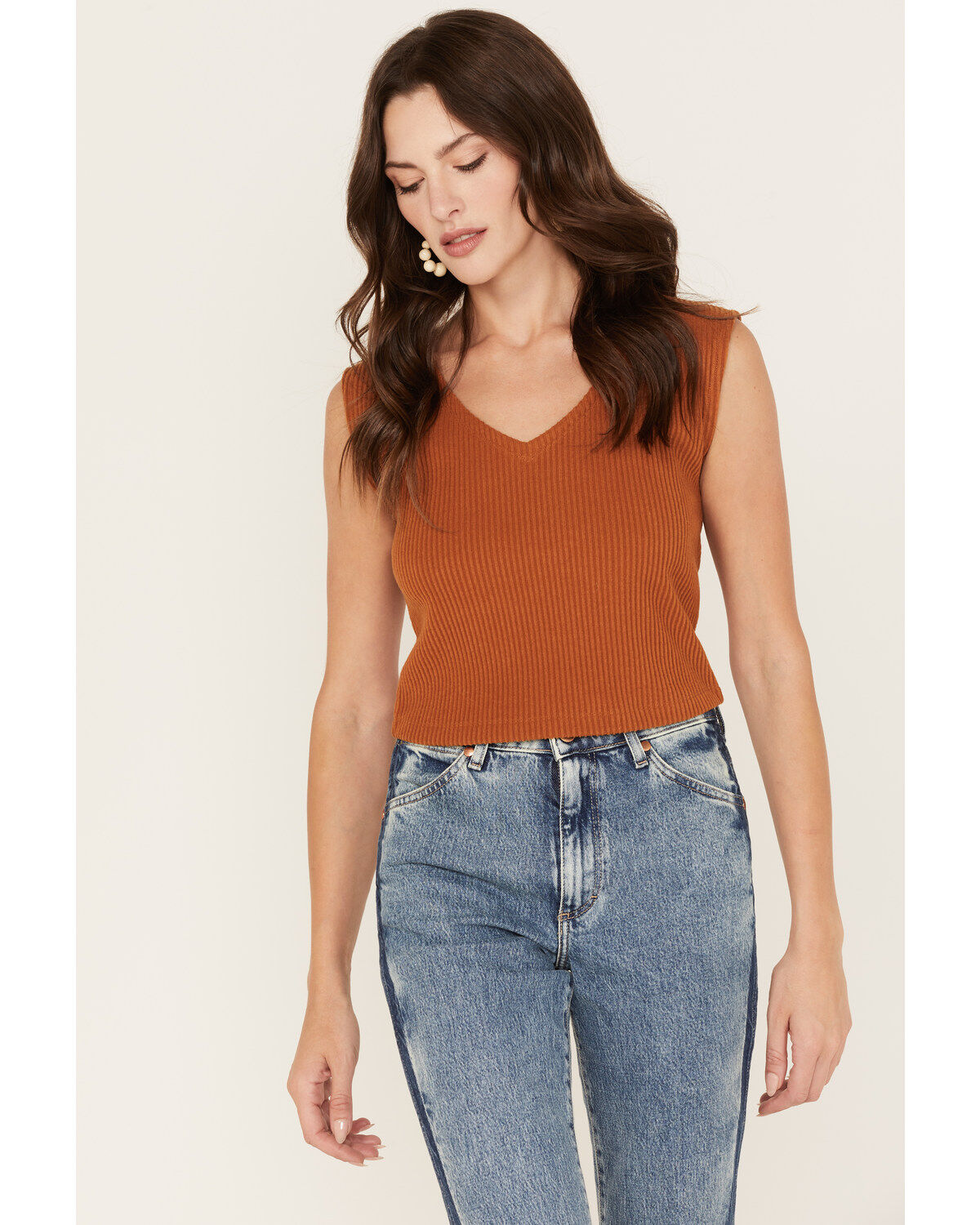 Cleo + Wolf Women's Ribbed V-Neck Tank