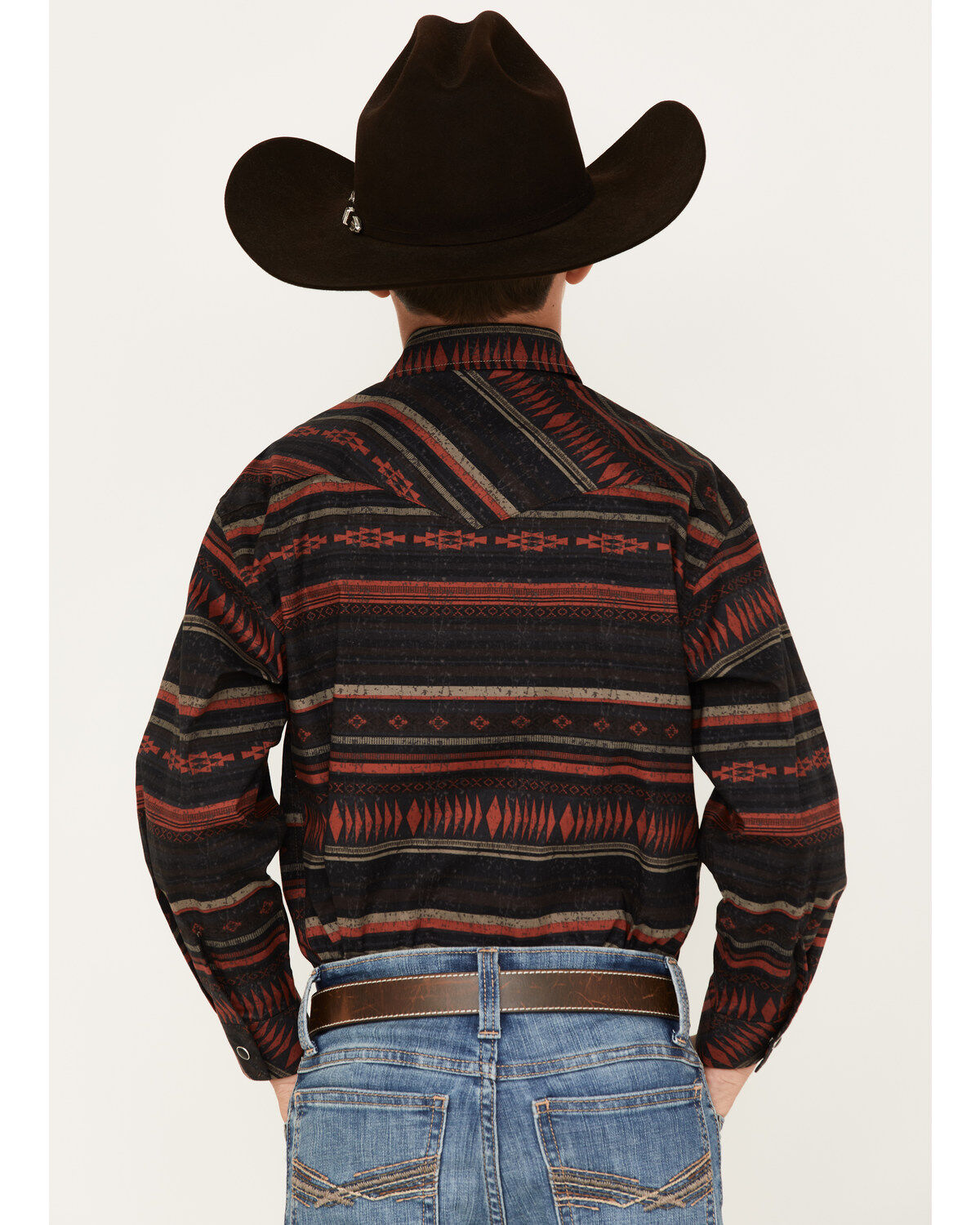 Rock & Roll Denim Boys' Southwestern Stripe Print Long Sleeve Snap Western Shirt