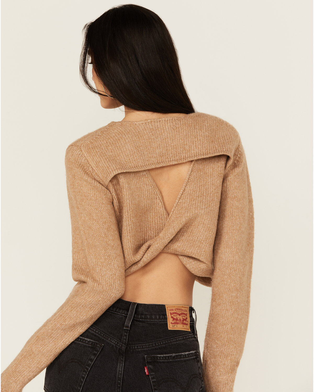 Cleo + Wolf Women's Reversible Cut Out Cropped Sweater
