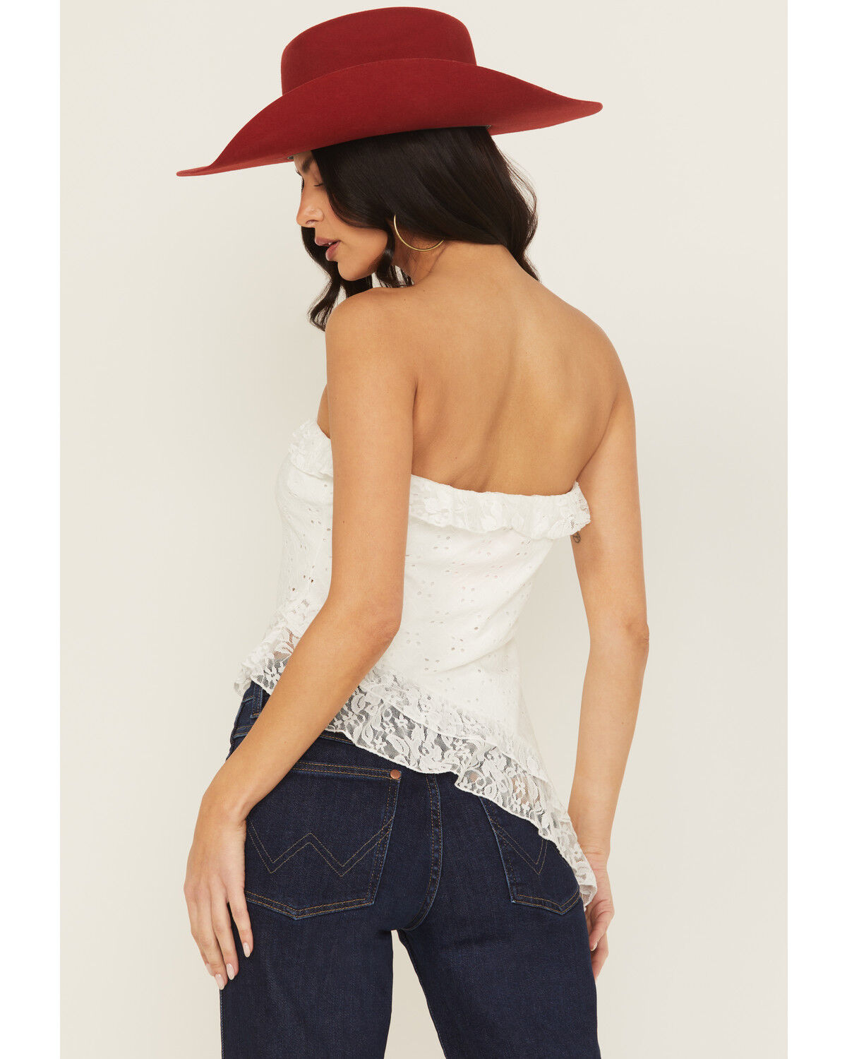 Shyanne Women's Eyelet Asymmetrical Strapless Top