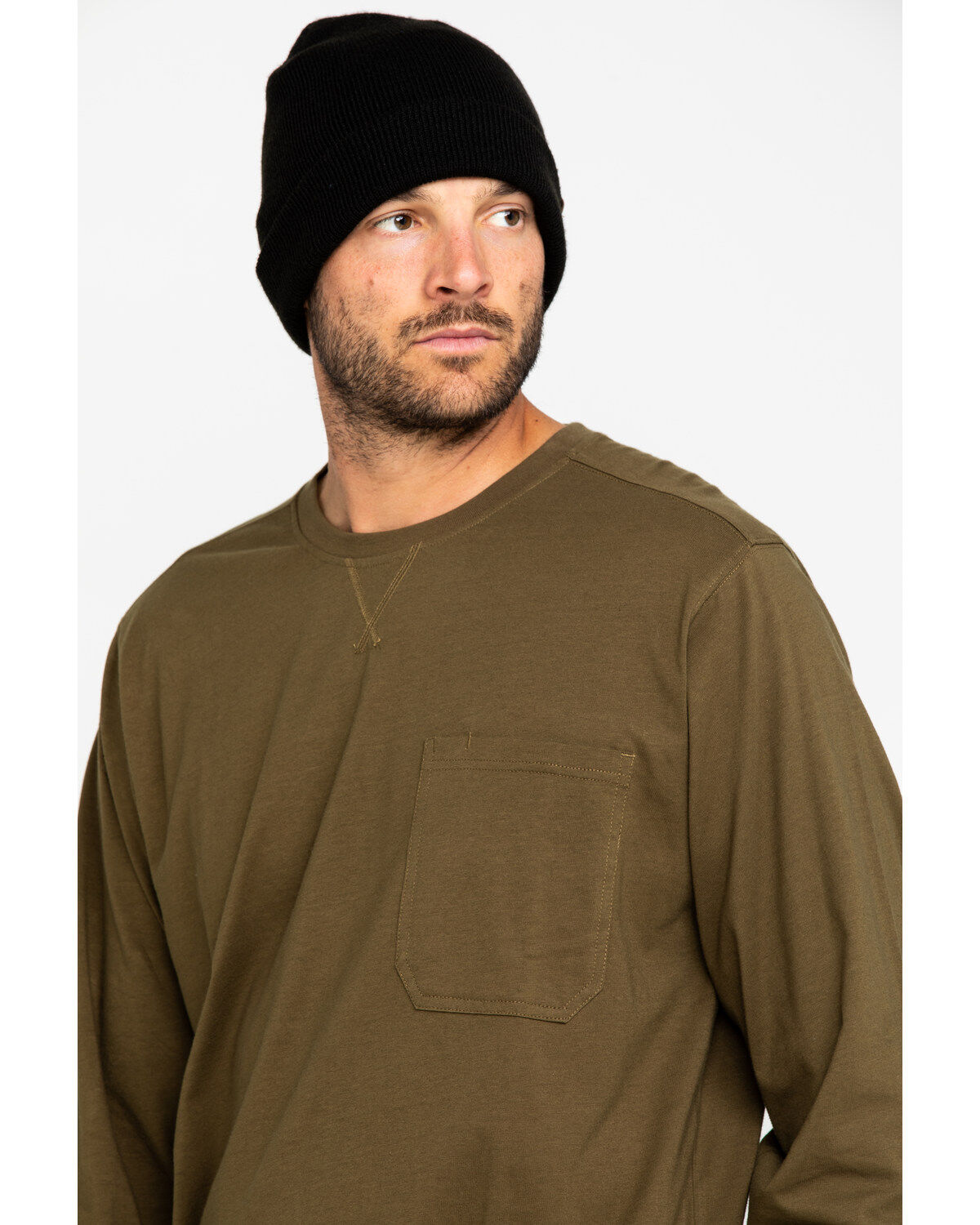Hawx Men's Olive Pocket Long Sleeve Work T-Shirt