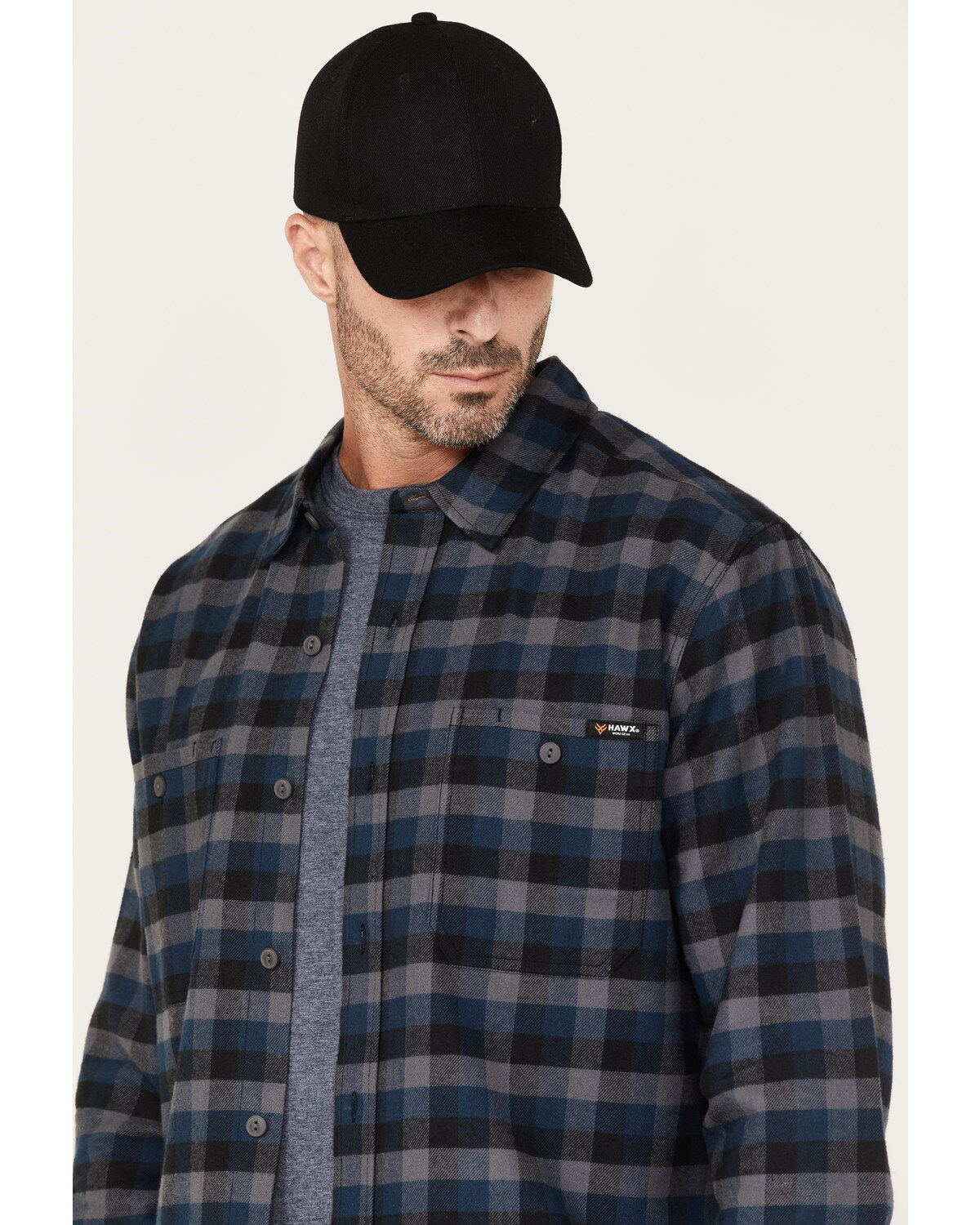 Hawx Men's Checker Long Sleeve Button-Down Flannel Shirt