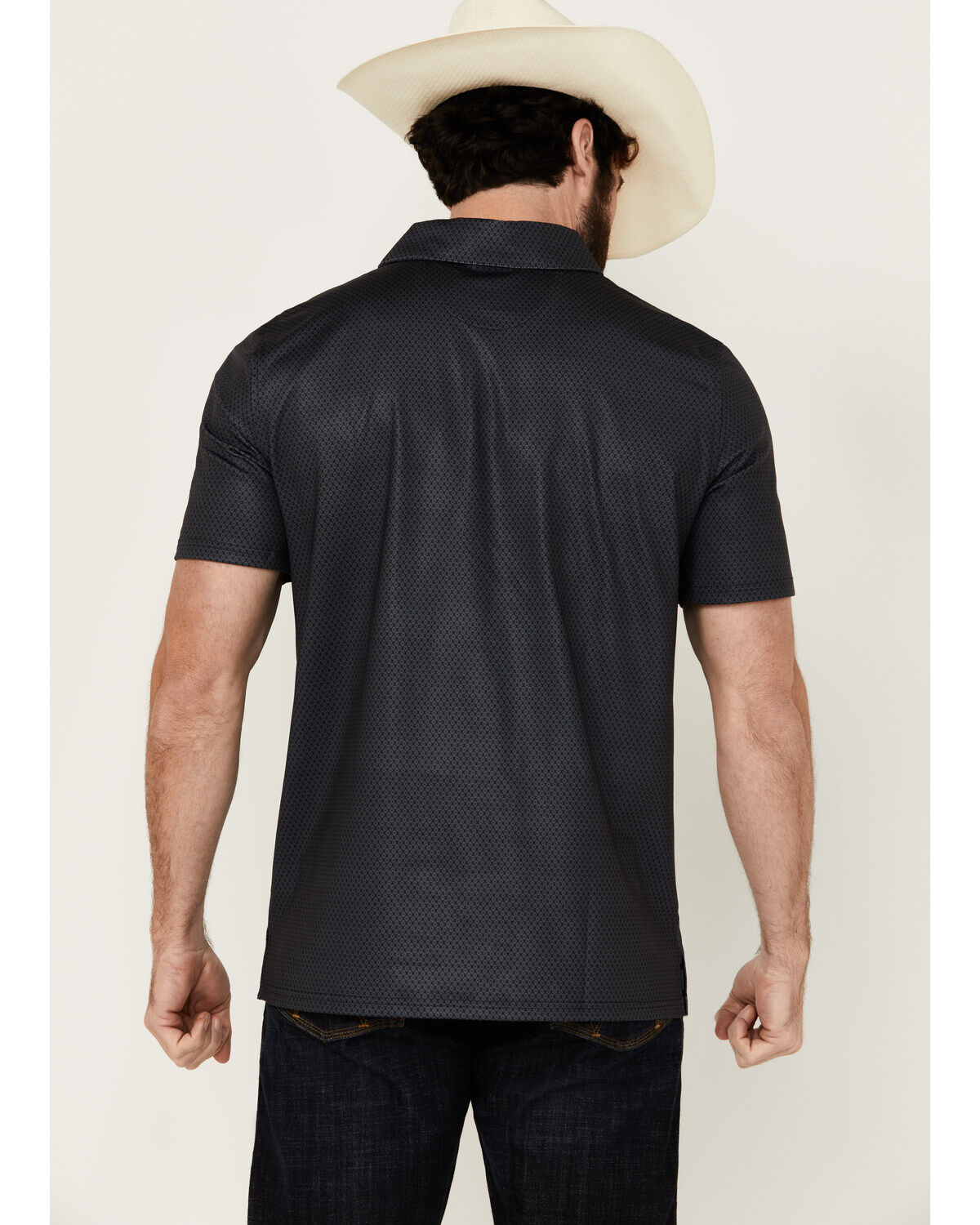 Panhandle Men's Geo Print Short Sleeve Stretch Polo Shirt