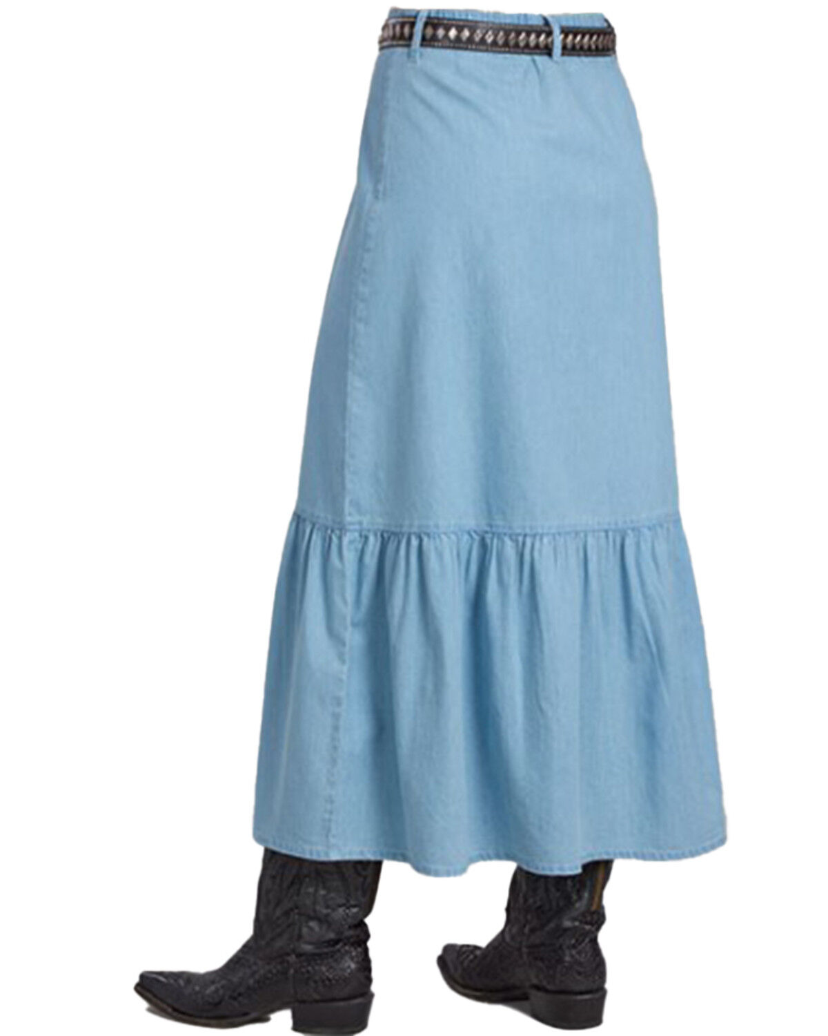 Roper Women's Light Wash Button-Down Midi Denim Skirt