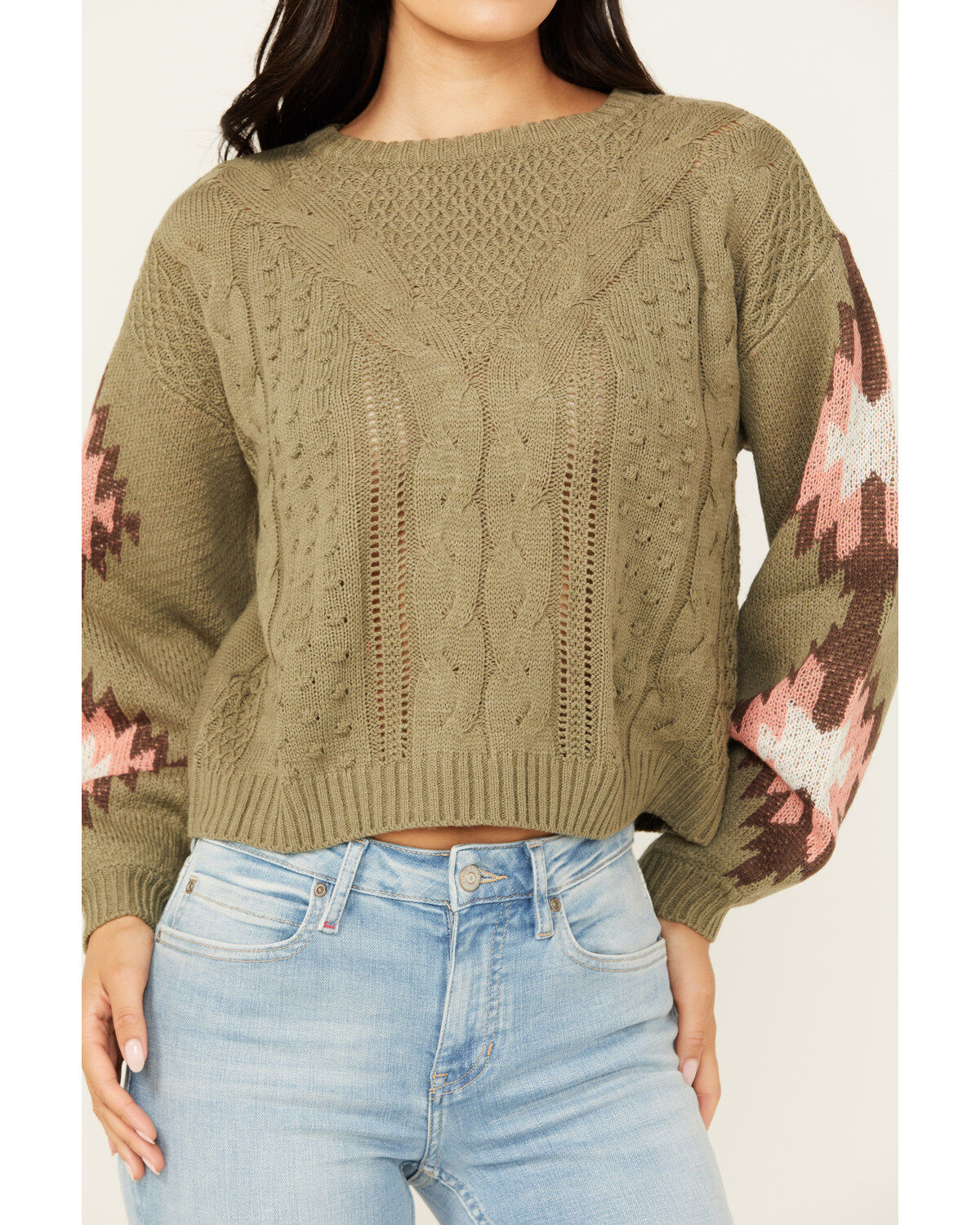 Rock & Roll Denim Women's Southwest Sleeve Long Sleeve Sweater