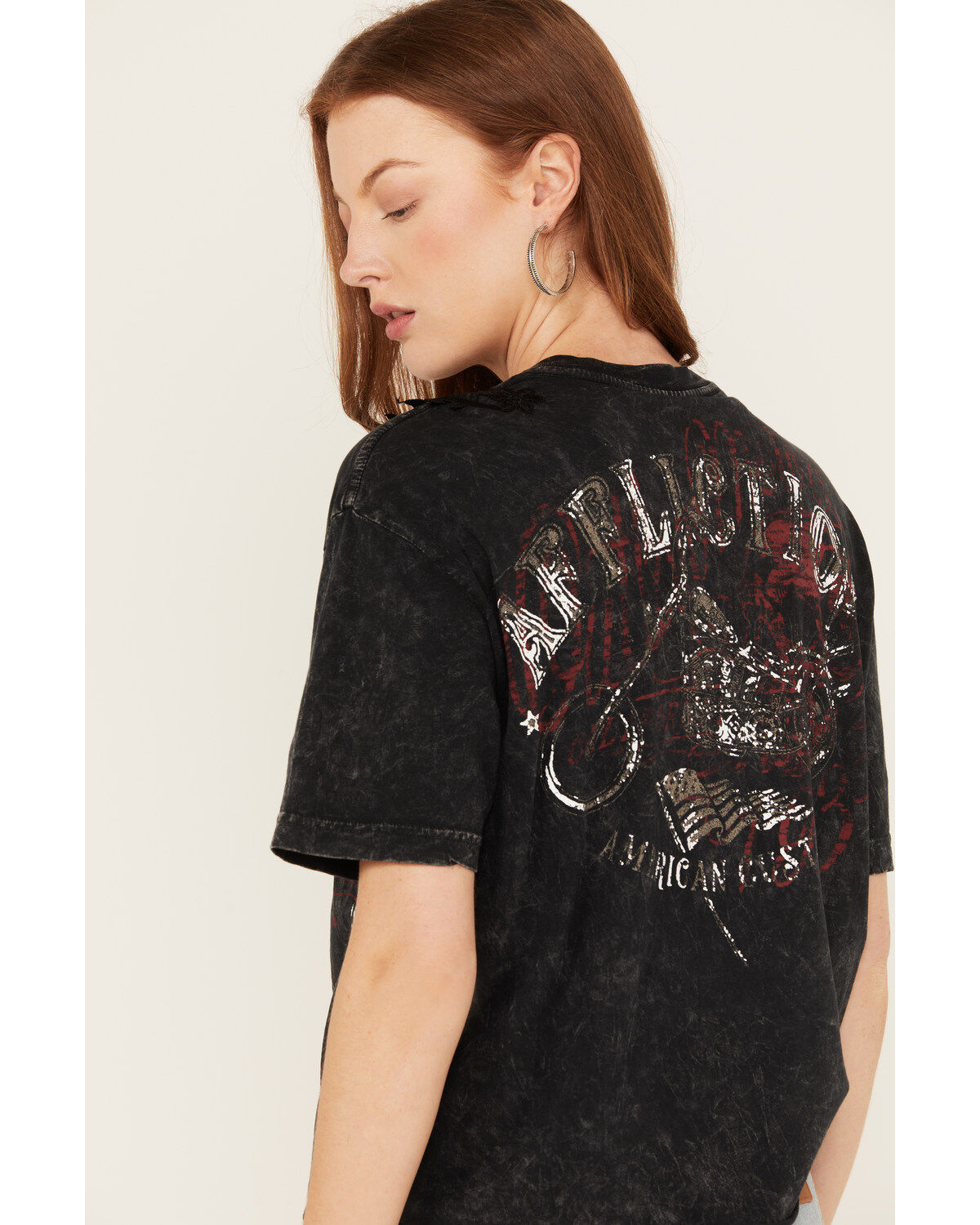 Affliction Women's Last Ride Cropped Fringe Graphic Tee