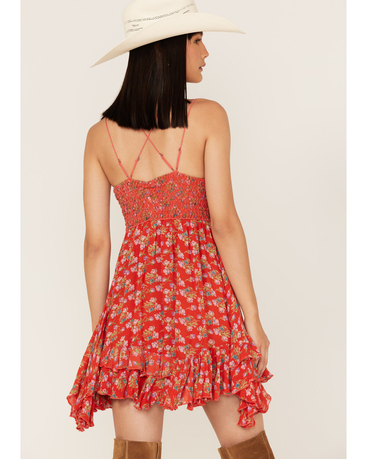 Free People Women's Adella Floral Print Sleeveless Slip Mini Dress