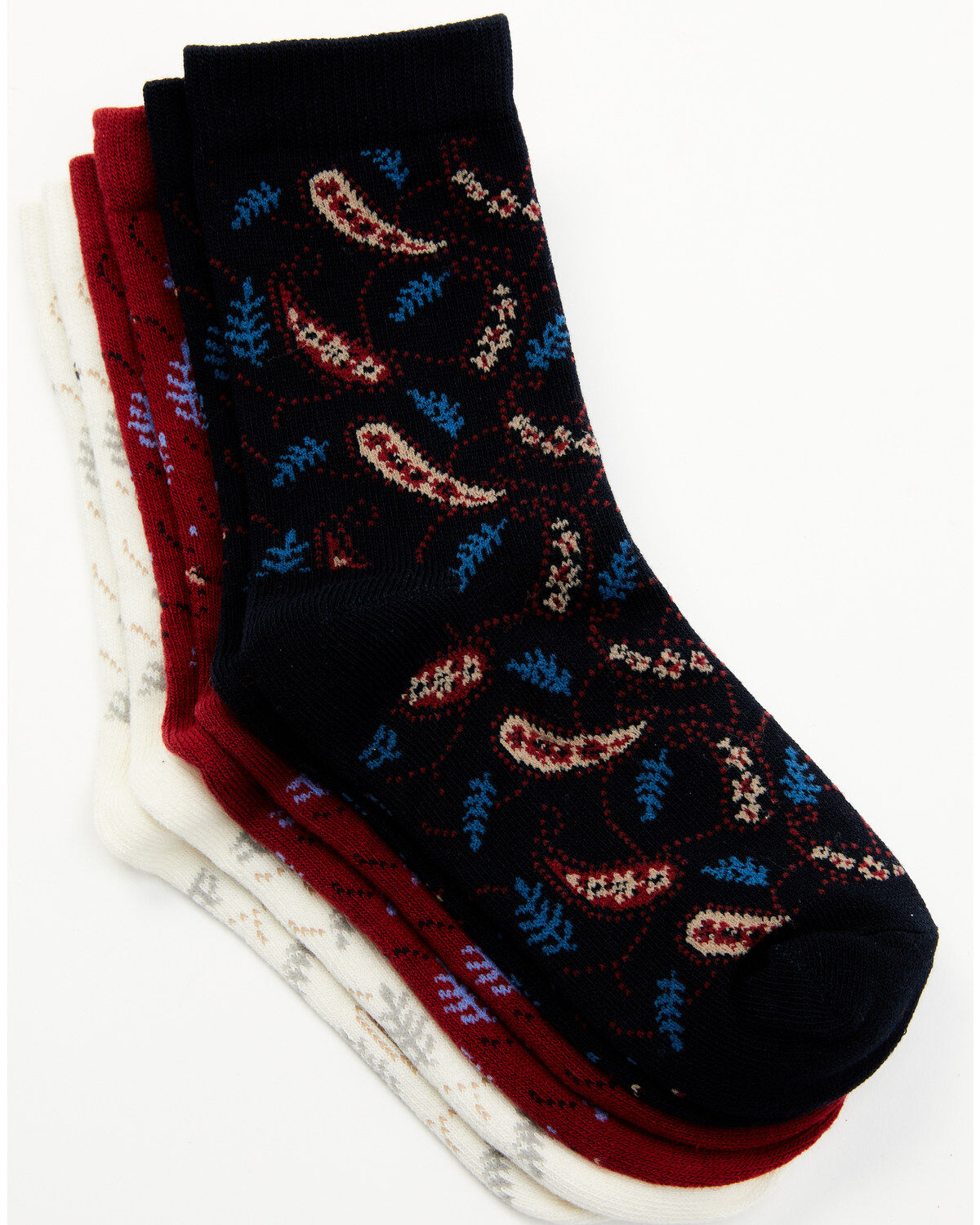 Shyanne Girls' Libby Paisley Crew Socks - 3-Pack